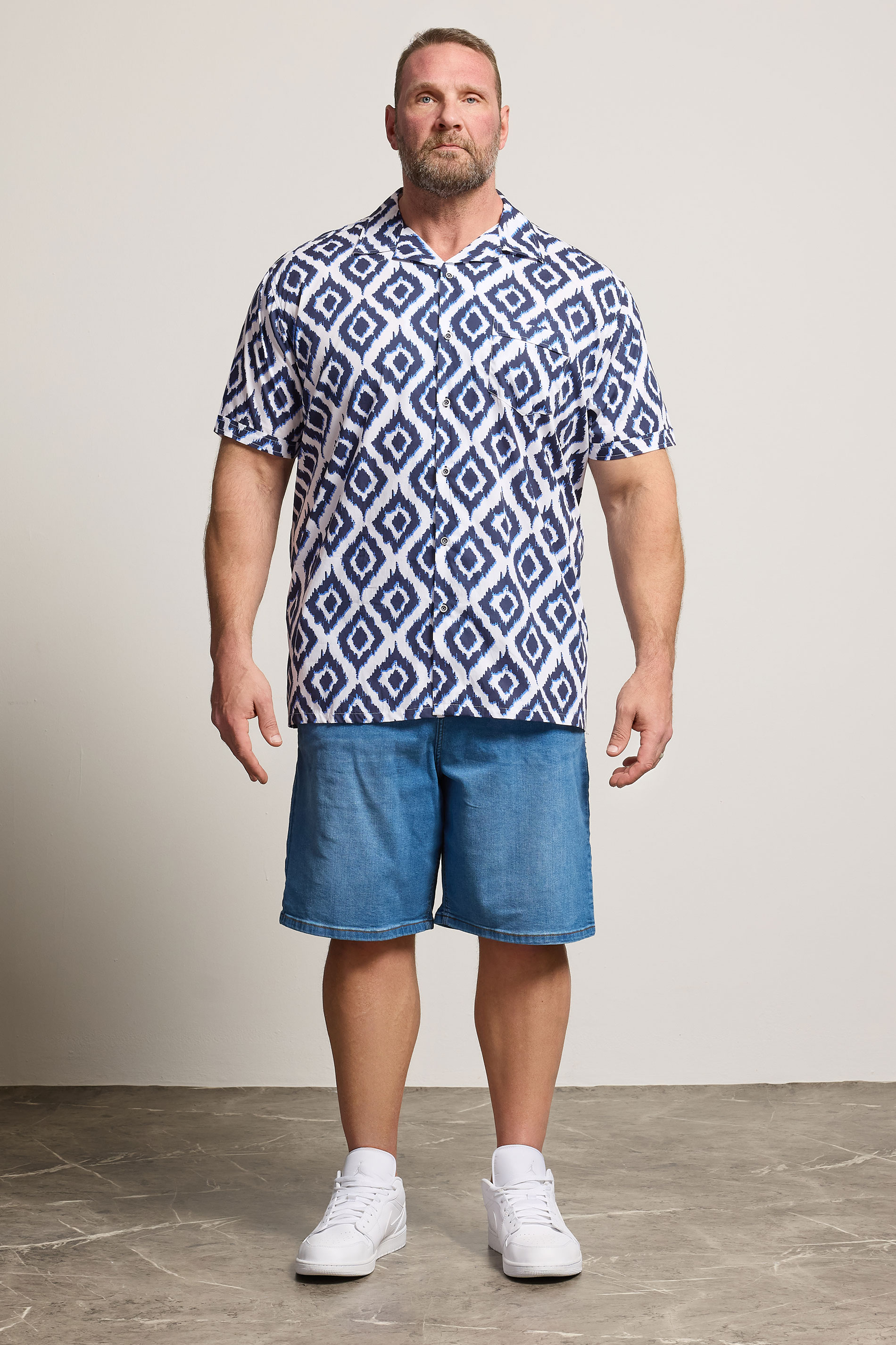 KAM Big & Tall Navy Blue Hawaiian Print Shirt | BadRhino 1