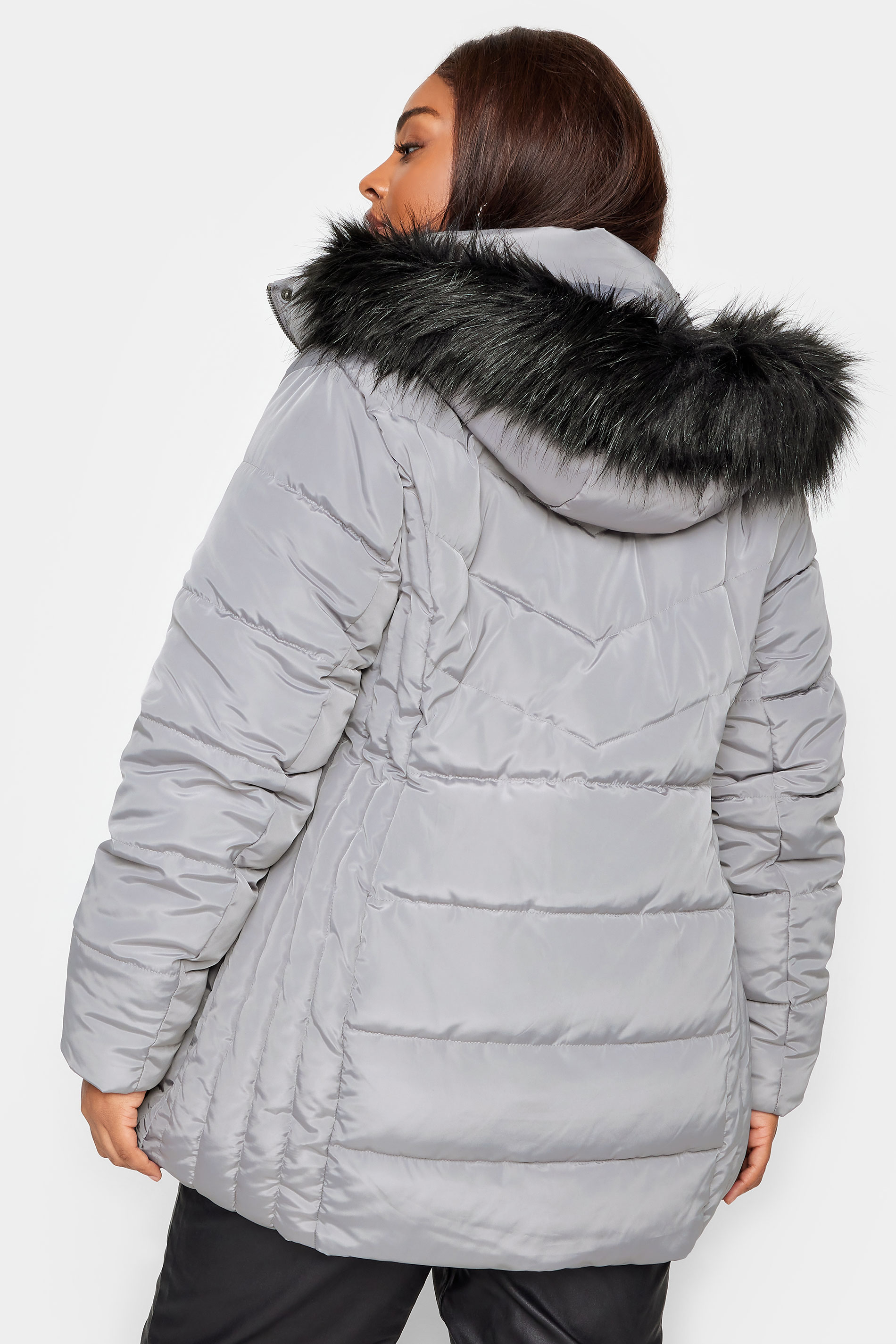 YOURS Plus Size Grey Puffer Coat | Yours Clothing 3