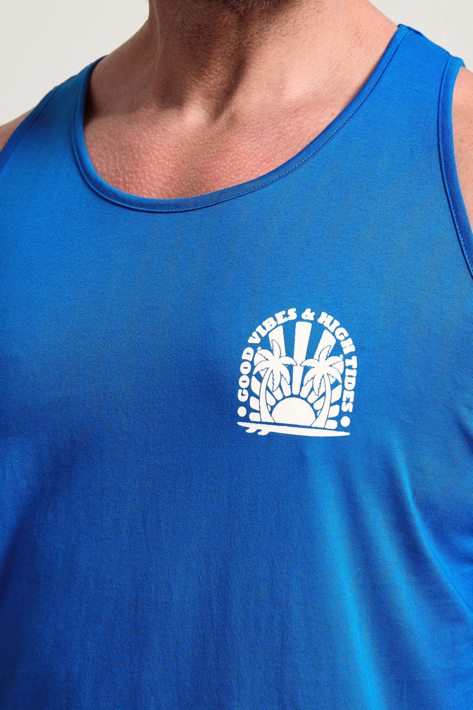 BadRhino Big & Tall Blue 'Good Vibes High Tides' Vest Top | BadRhino 5