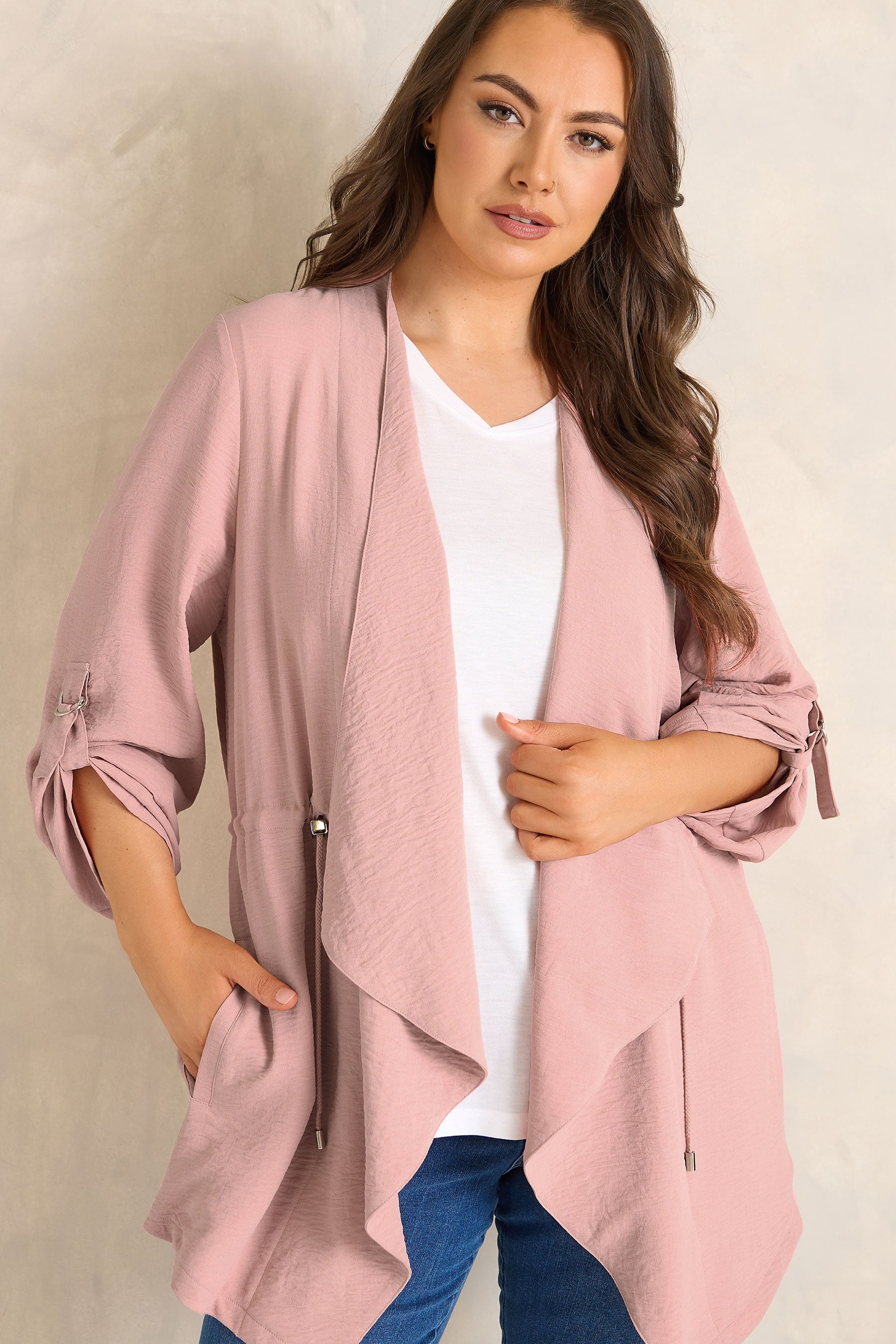 EVANS Plus Size Pink Lightweight Waterfall Jacket | Evans 3