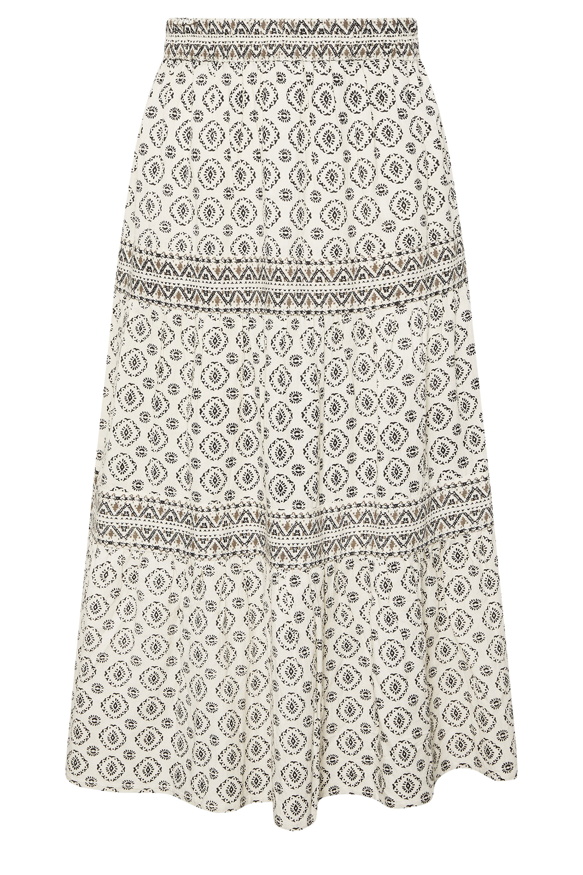 M&Co Petite White Aztec Tiered Maxi Skirt | M&Co 5