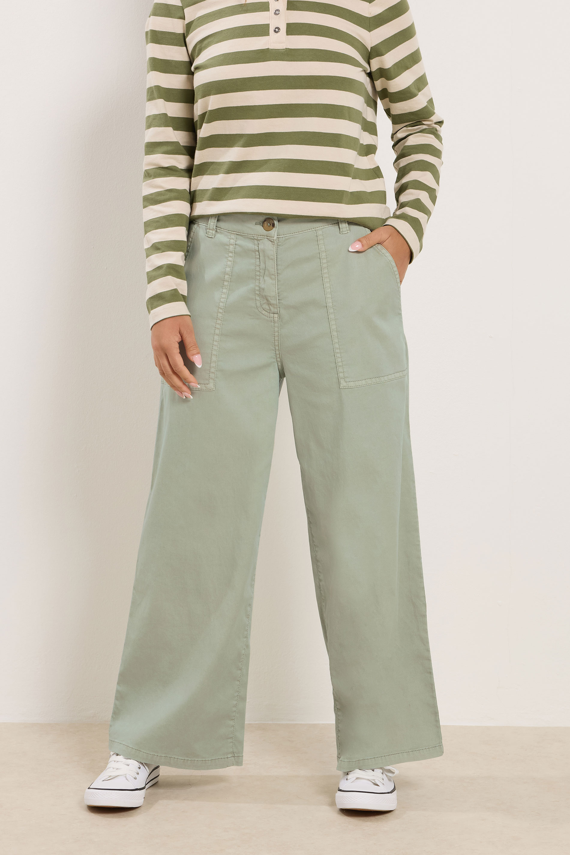 M&Co Petite Sage Green Midrise Wide Leg Cargo Trousers | M&Co 3