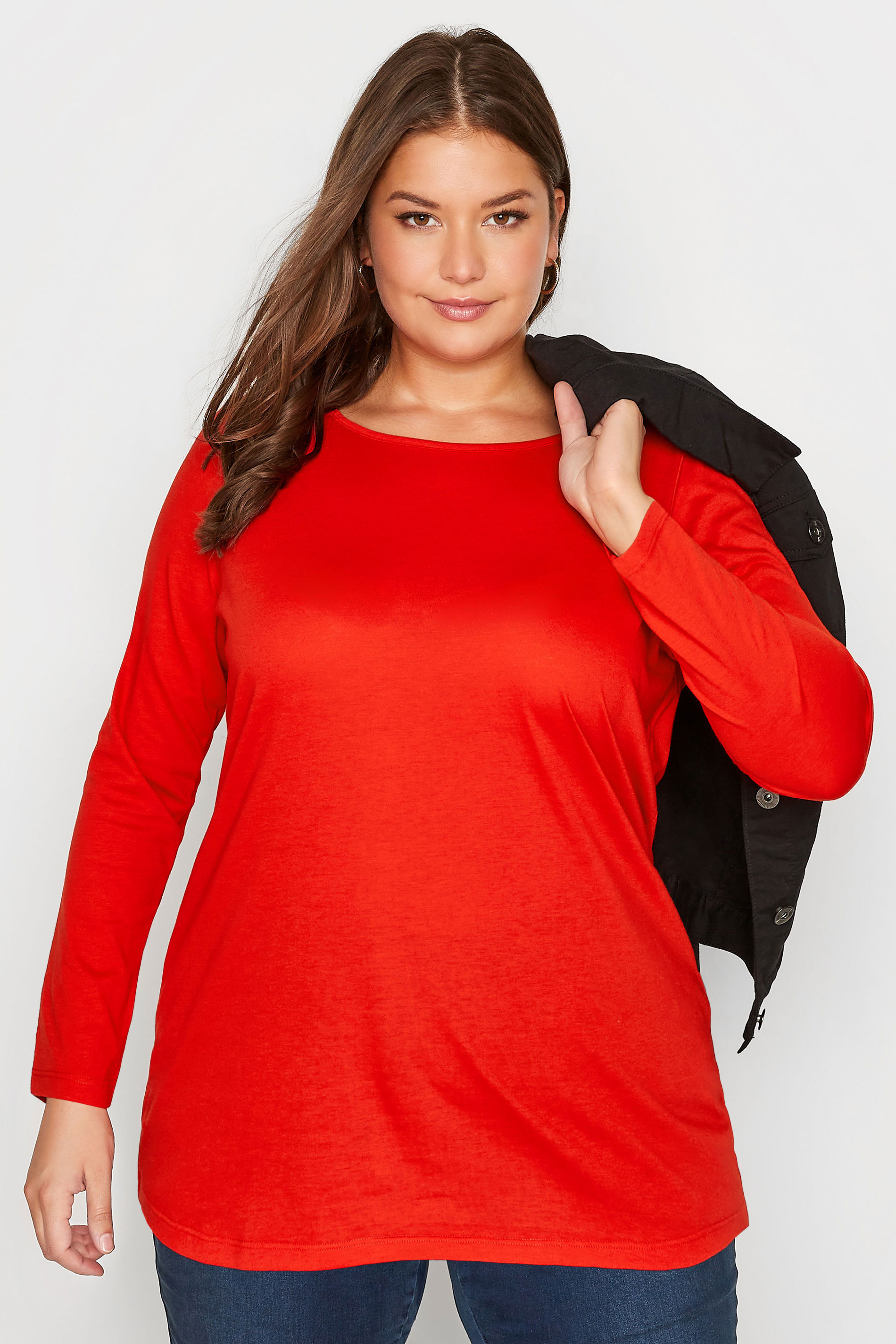 Plus Size Red Long Sleeve T-Shirt | Yours Clothing  1