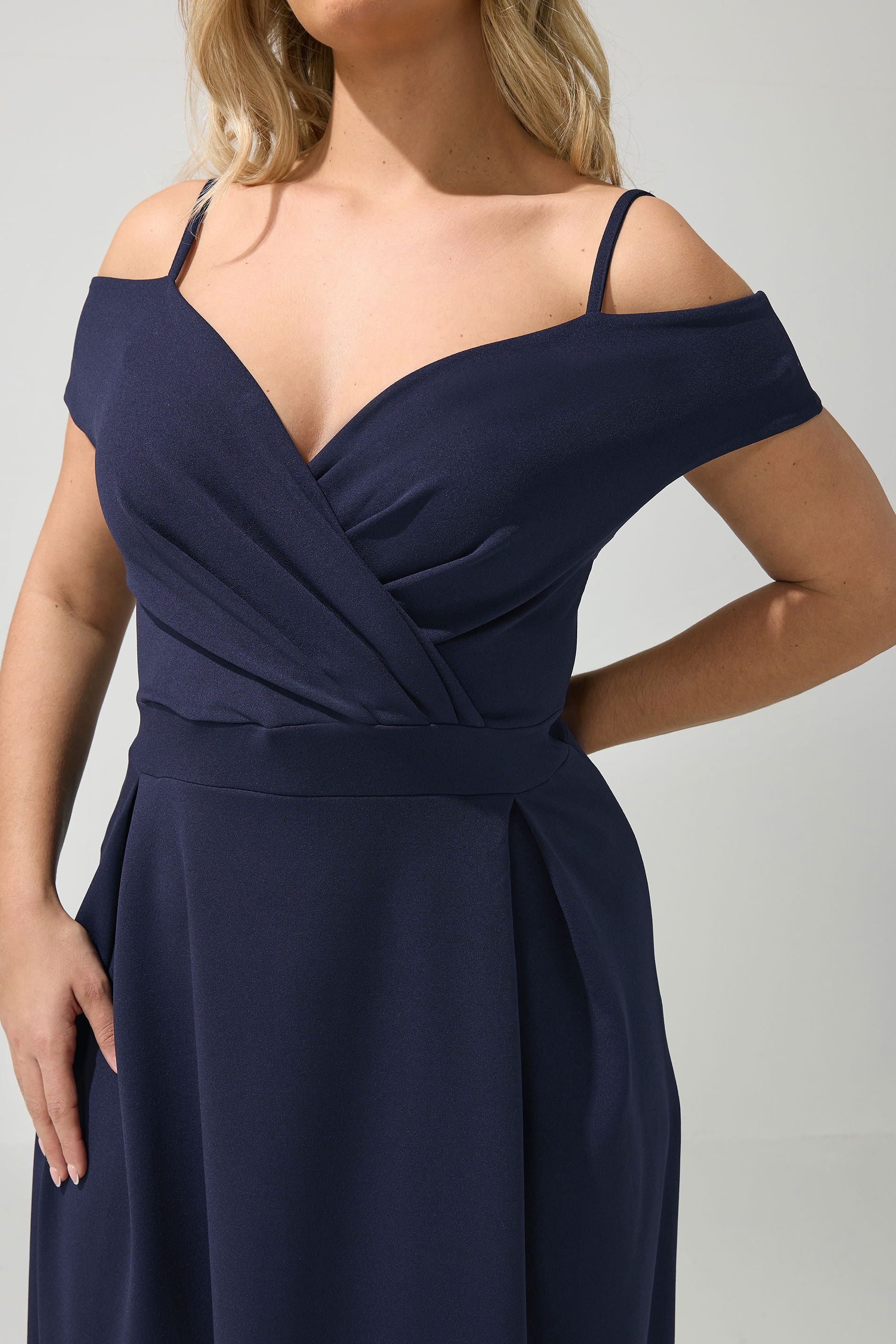 YOURS LONDON Plus Size Navy Blue Bardot Skater Dress | Yours Clothing 4