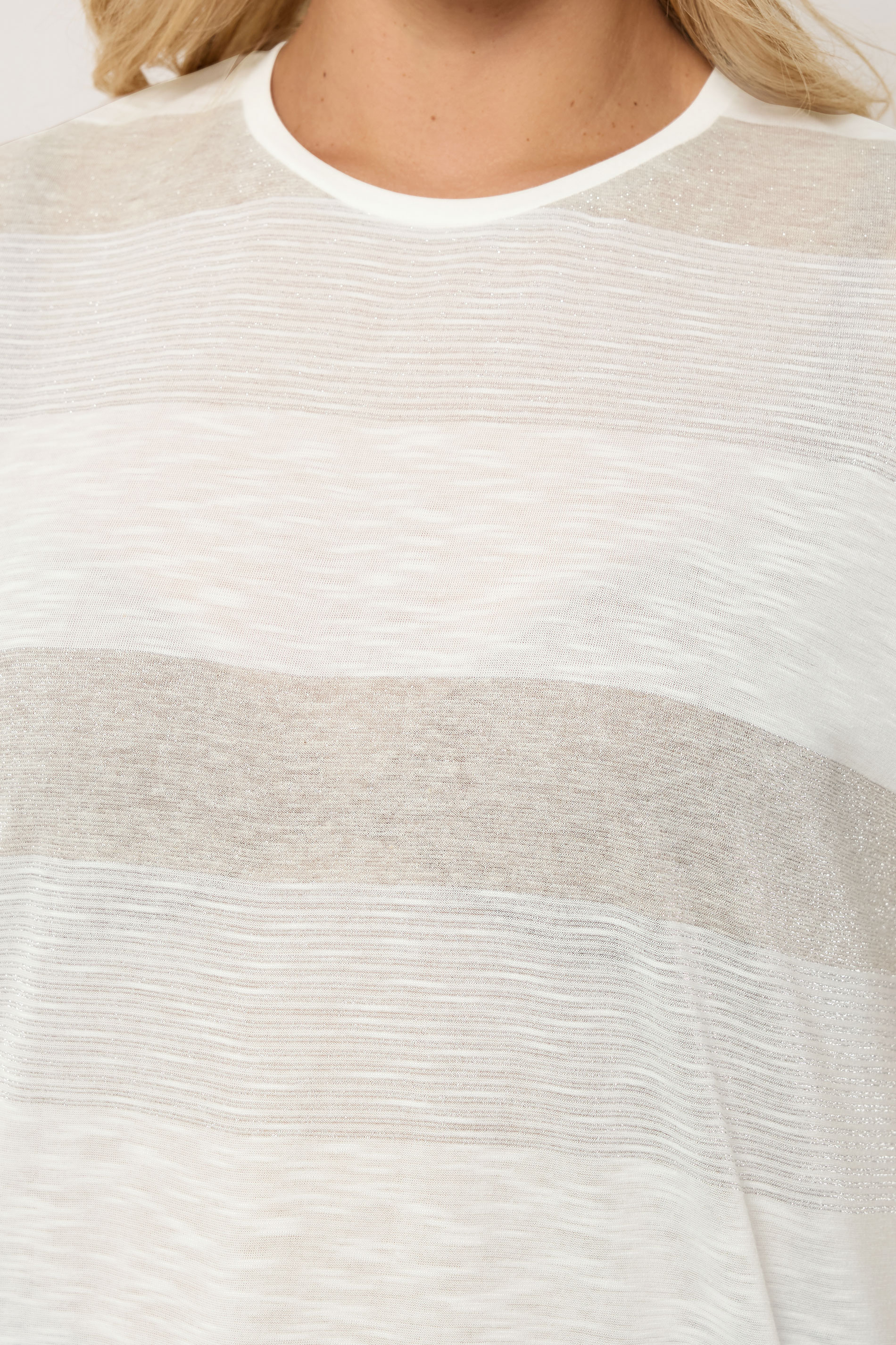 YOURS Plus Size Natural Brown Shimmer Stripe Top | Yours Clothing 4