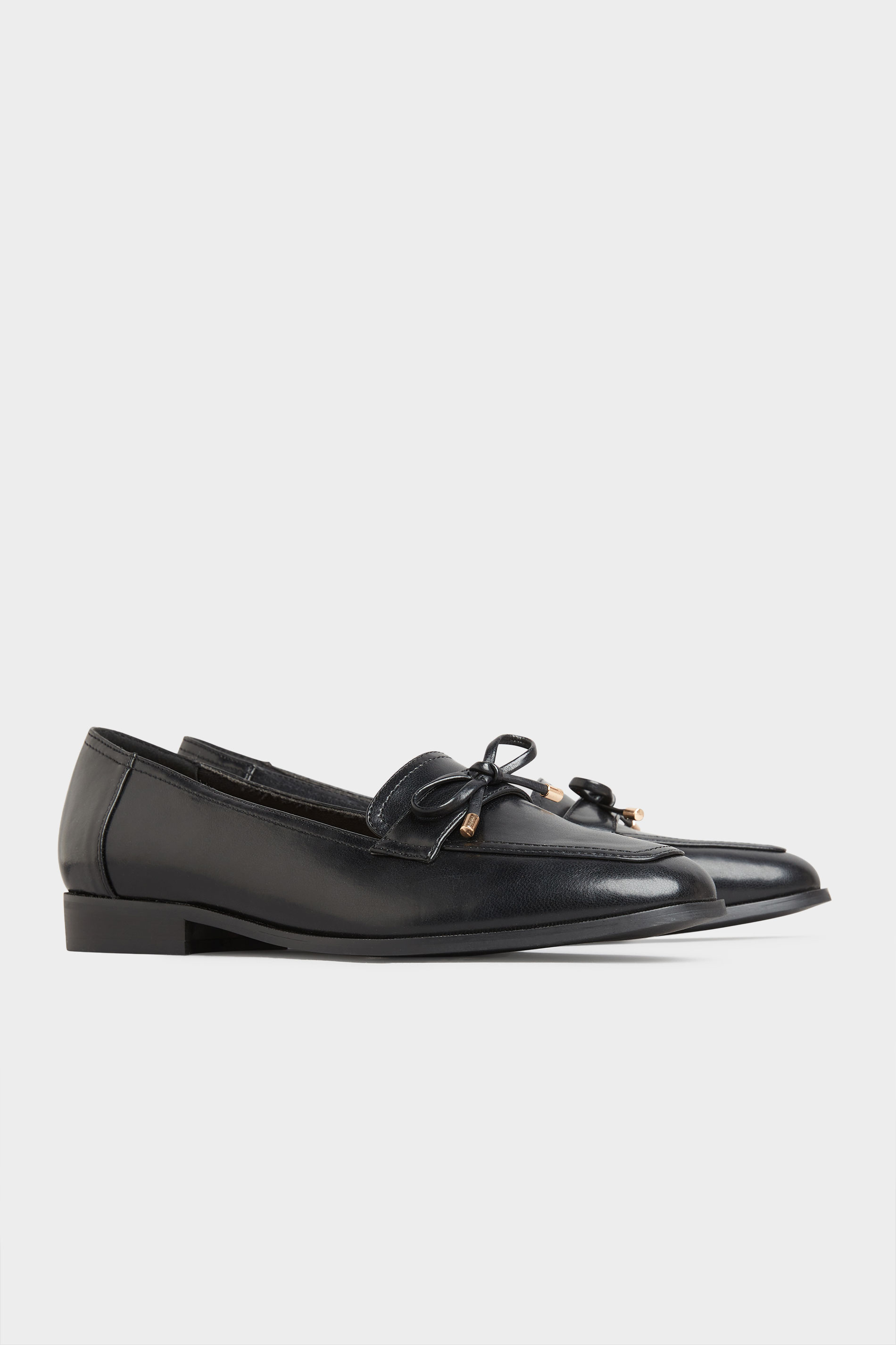 LTS Black Bow Trim Loafers In Standard D Fit 1