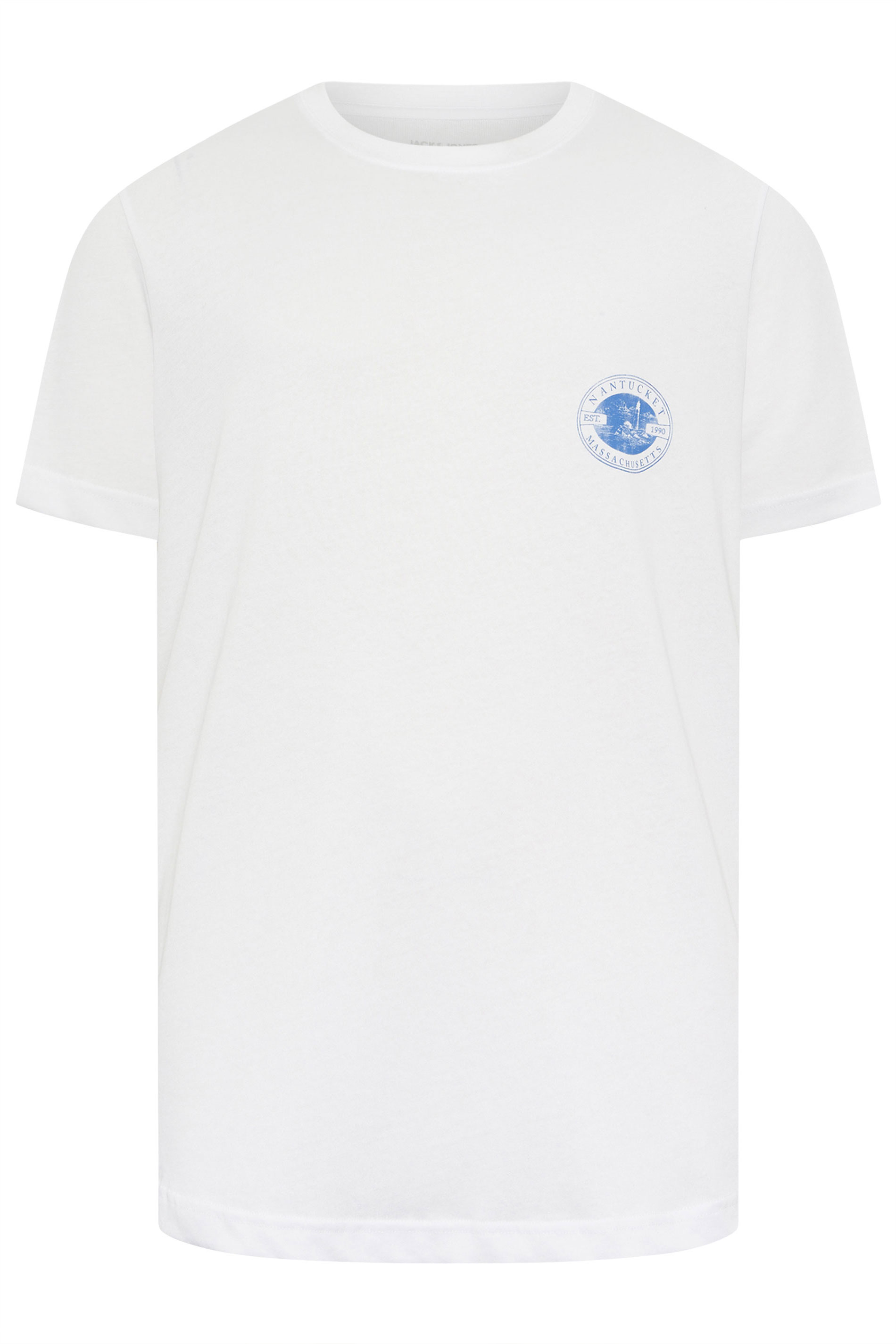 JACK & JONES Big & Tall White Printed Graphic T-Shirt | BadRhino 4