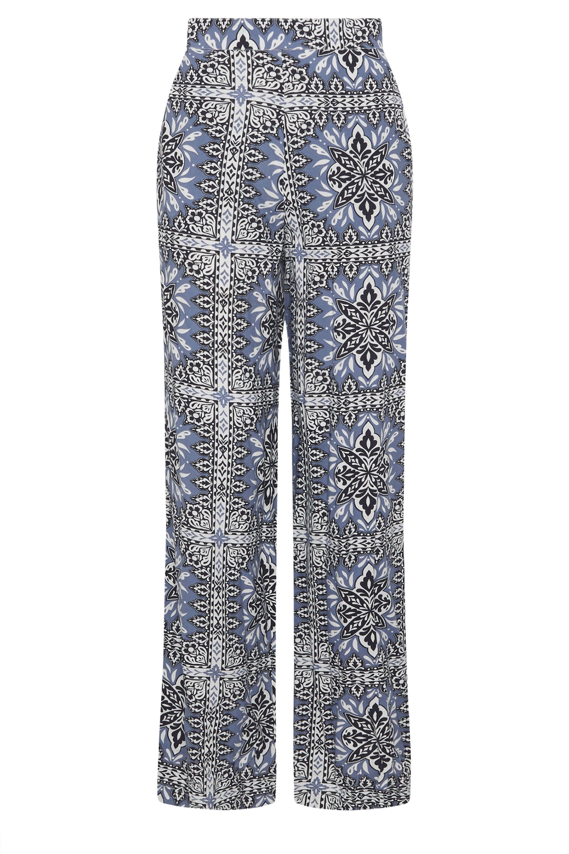 LTS Tall Women's Blue Tile Print Wide Leg Trousers | Long Tall Sally 5