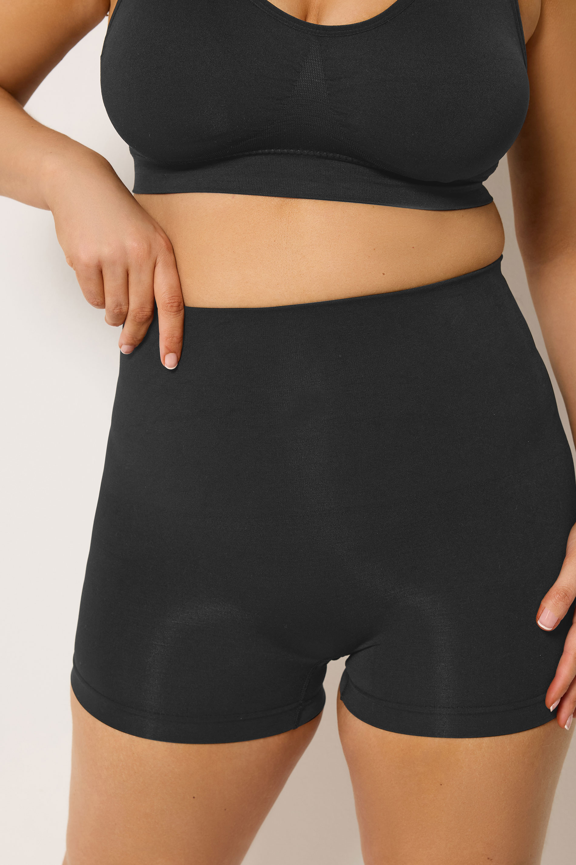 YOURSET Plus Size 2 PACK Black & Nude Seamless Control High Waisted Shorts | Yours Clothing 6