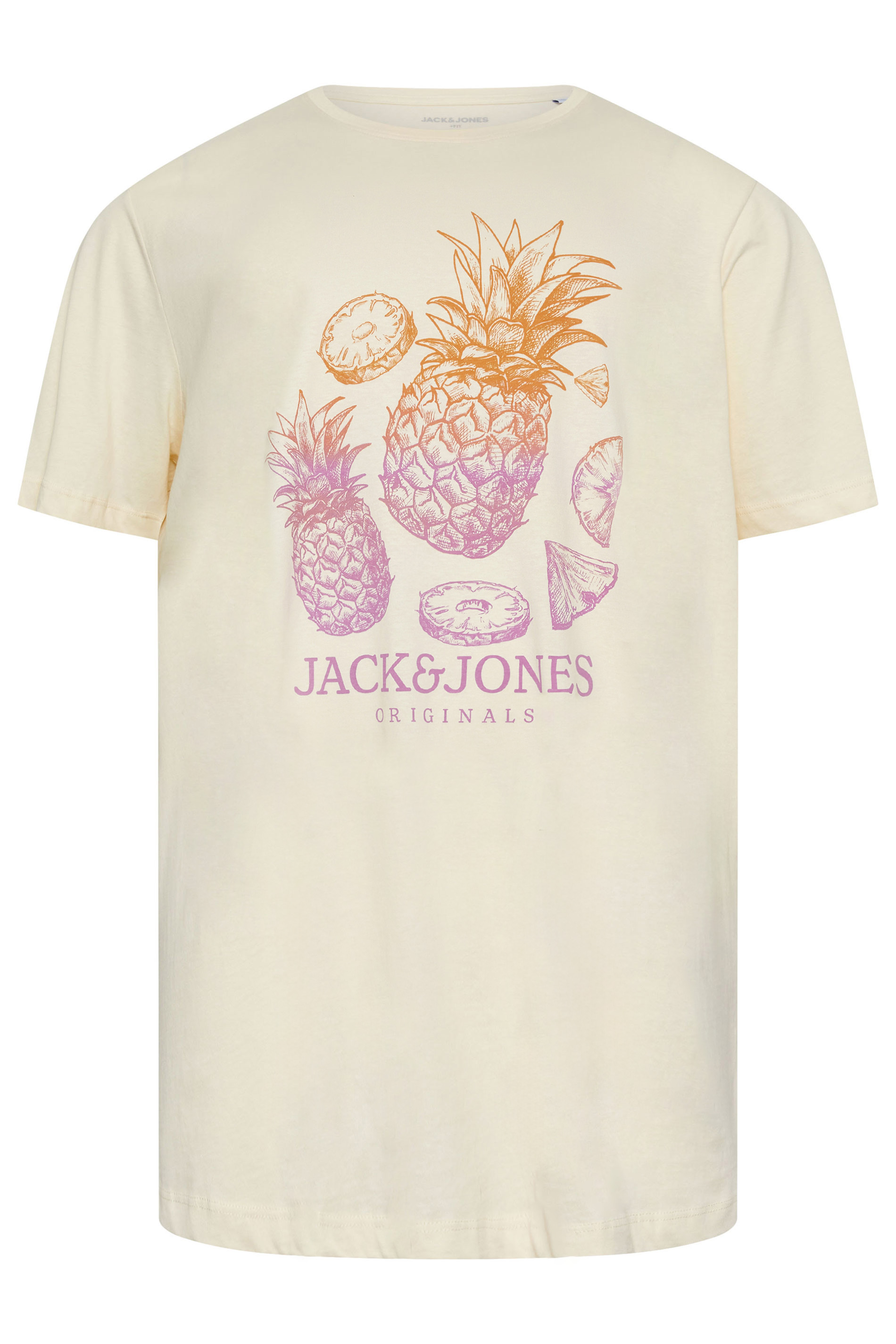JACK & JONES Cream Short Sleeve Crew Neck T-Shirt | BadRhino 2