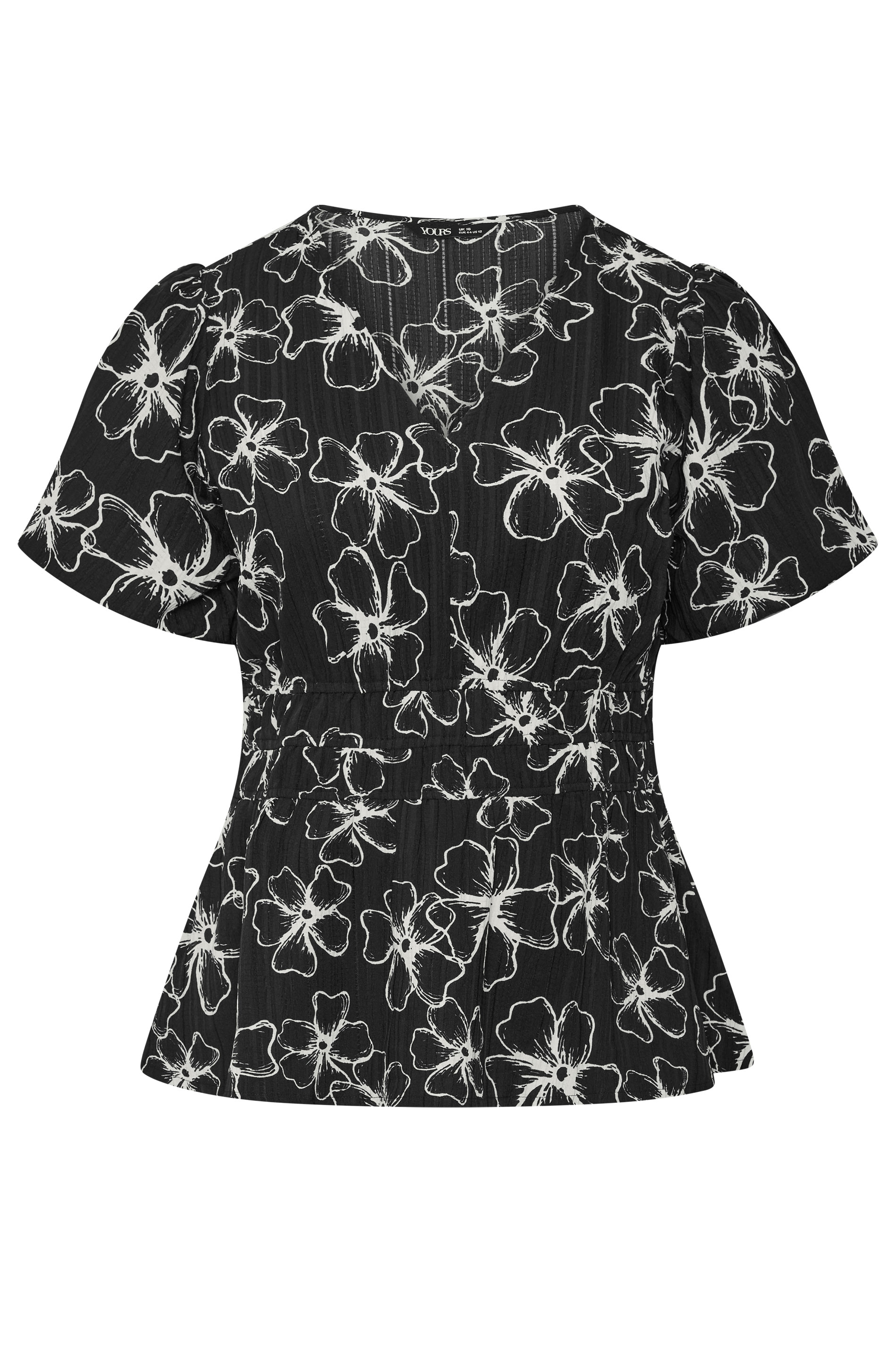 YOURS Plus Size Black Floral Print Puff Sleeve Blouse | Yours Clothing 5