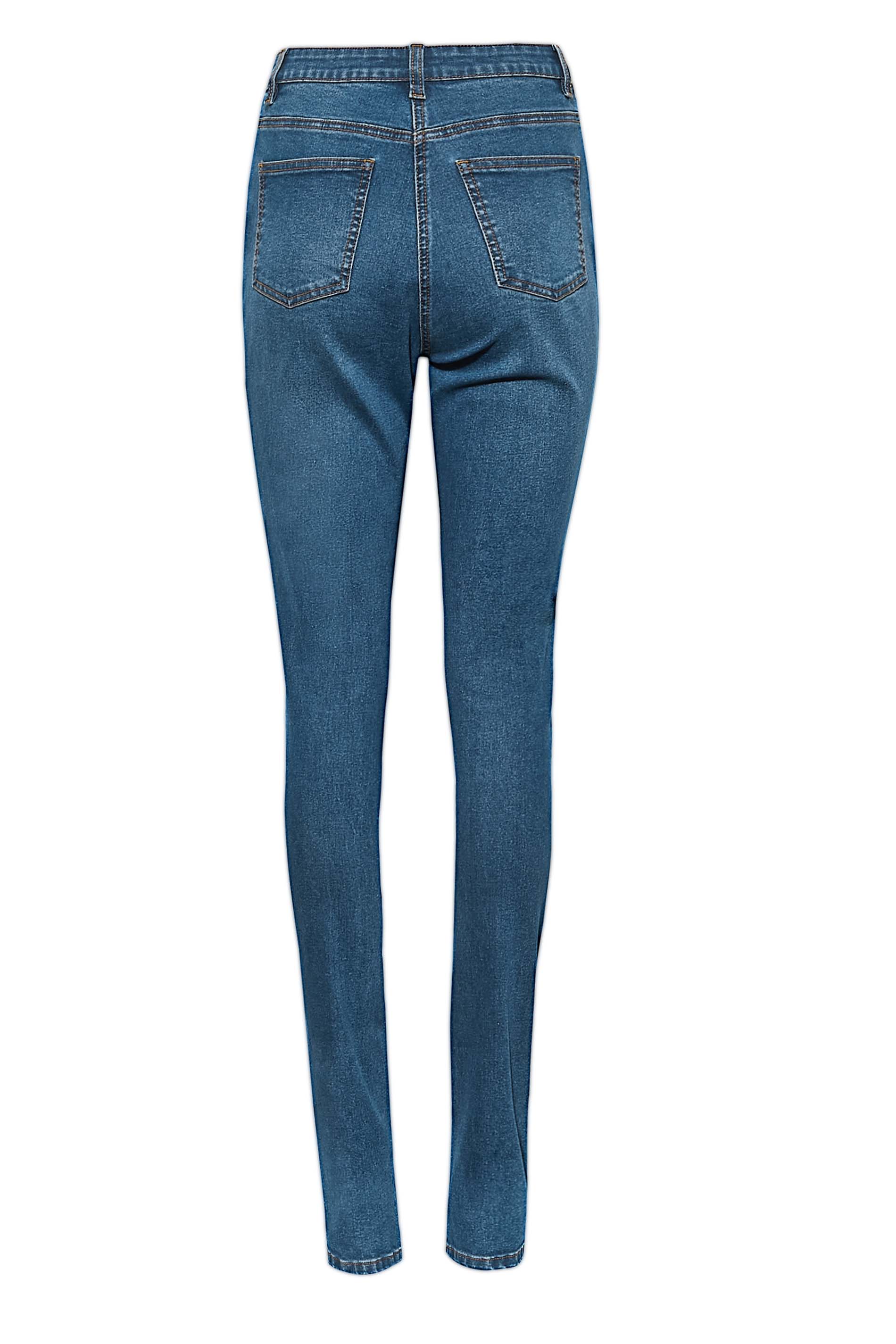 LTS Tall Women's Mid Blue Distressed AVA Skinny Jeans | Long Tall Sally 3
