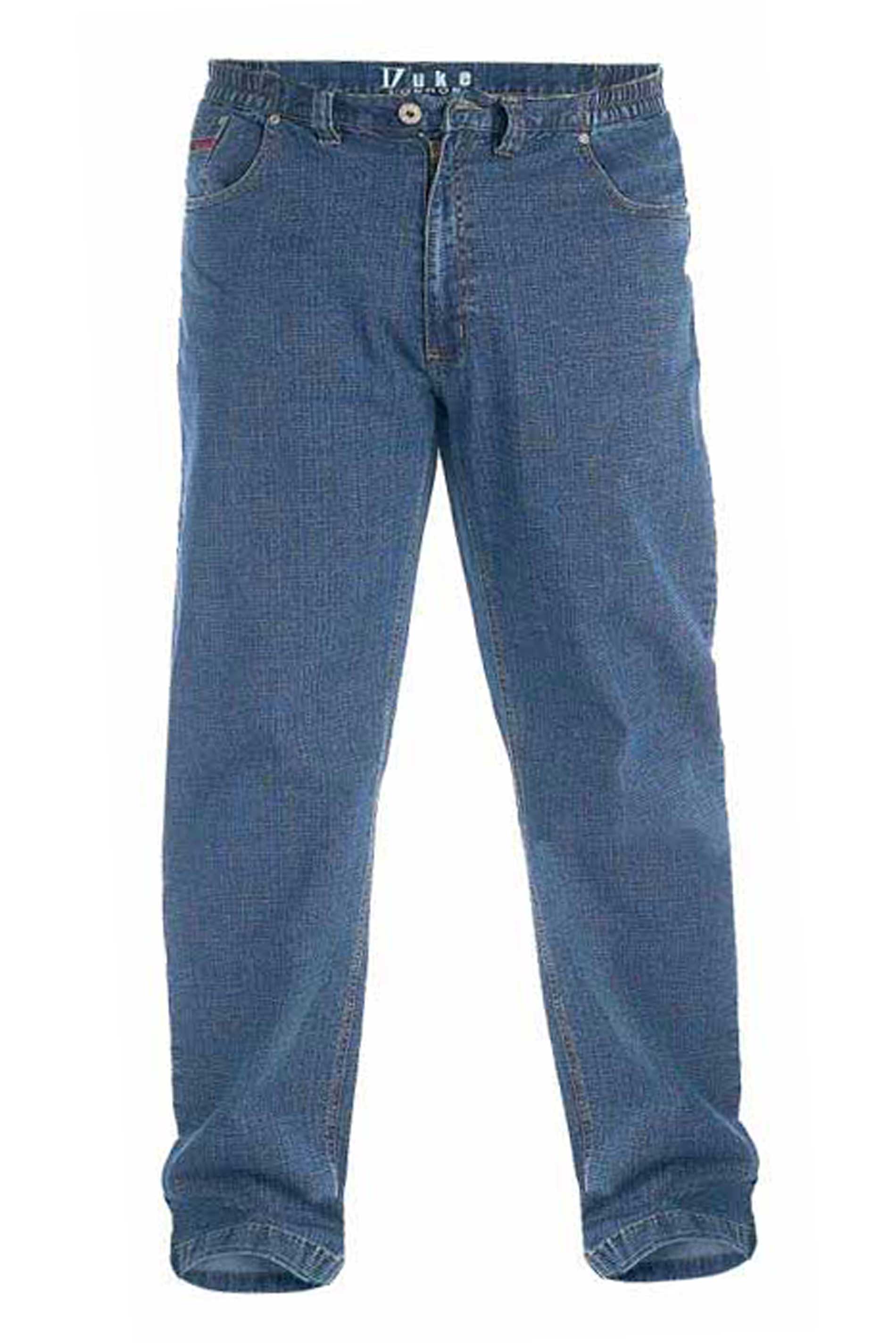 D555 Blue Elasticated Waist Relaxed Fit Jeans | BadRhino 3