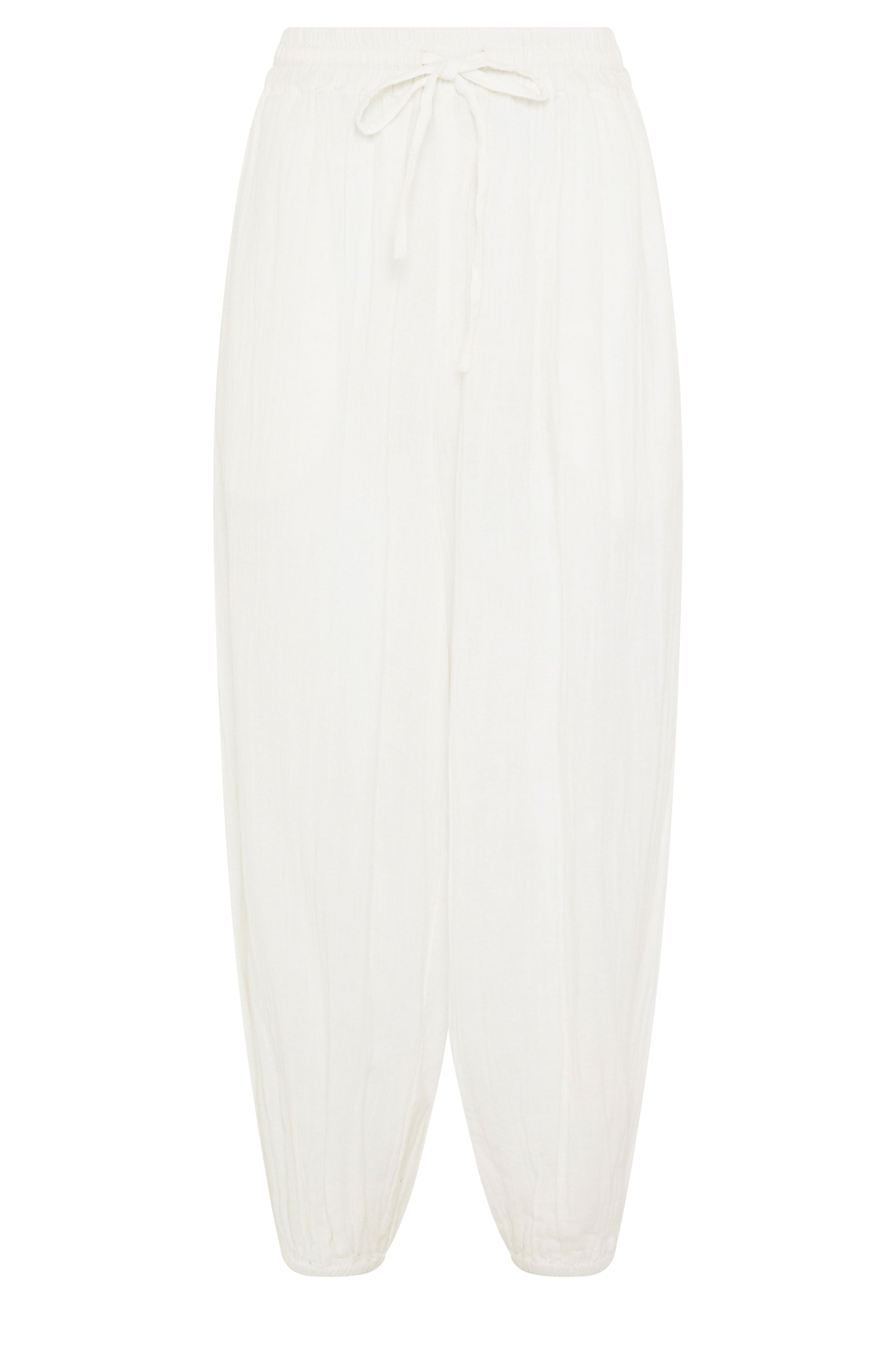 PixieGirl Petite Women's White Cheesecloth Balloon Trousers | PixieGirl 5