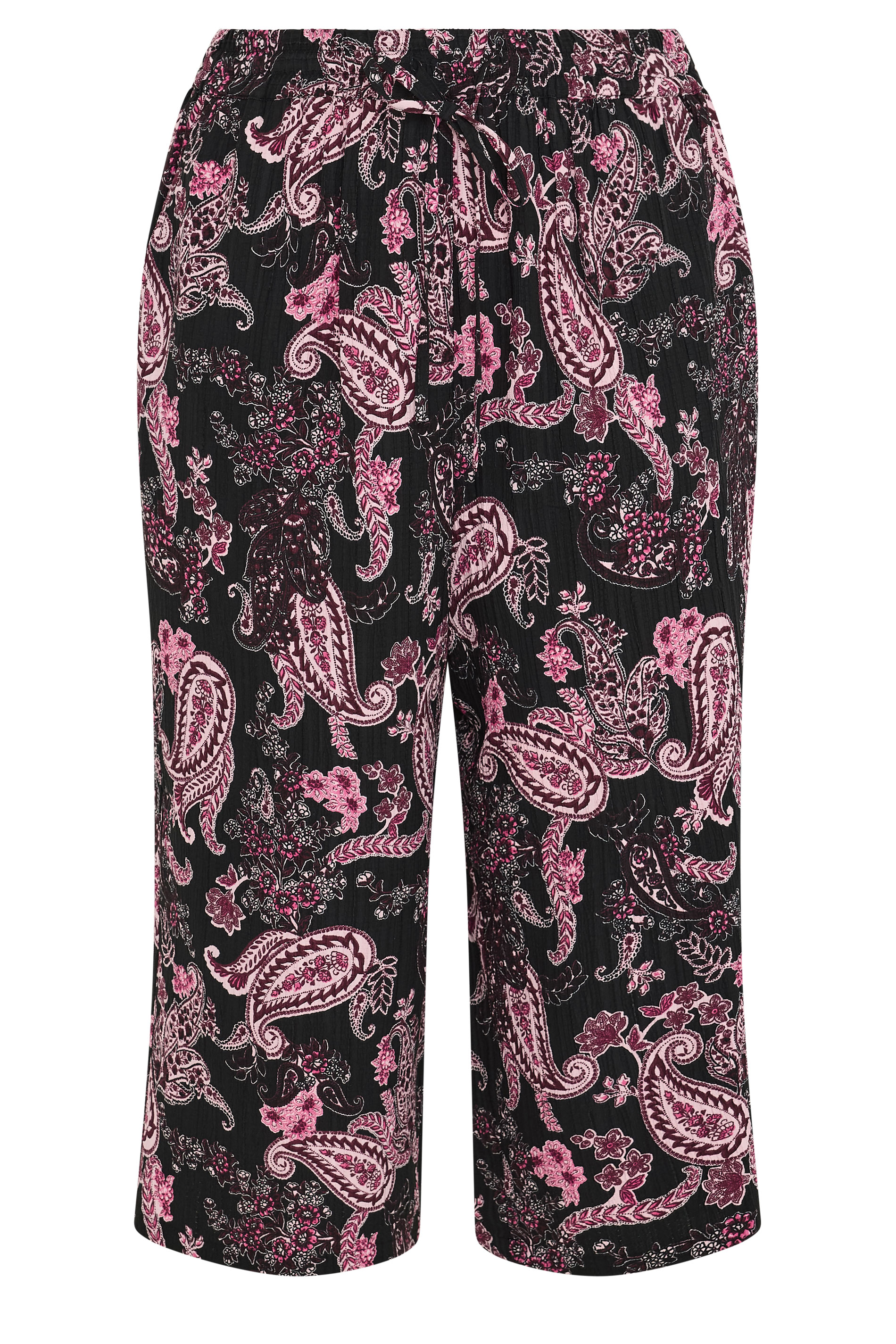YOURS Plus Size Pink Paisley Cropped Trousers | Yours Clothing 5