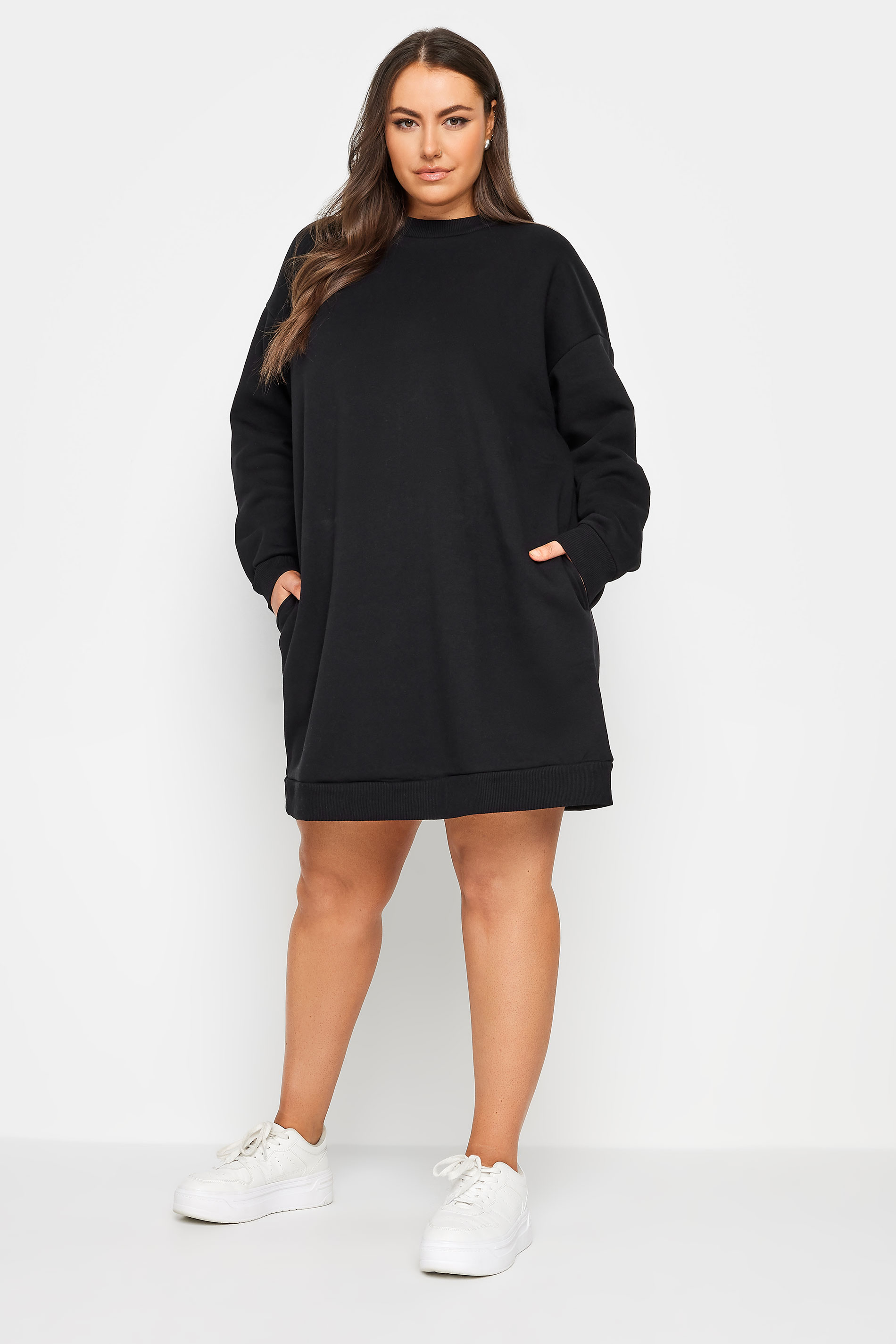 YOURS Plus Size Black Sweatshirt Dress | Yours Clothing 1