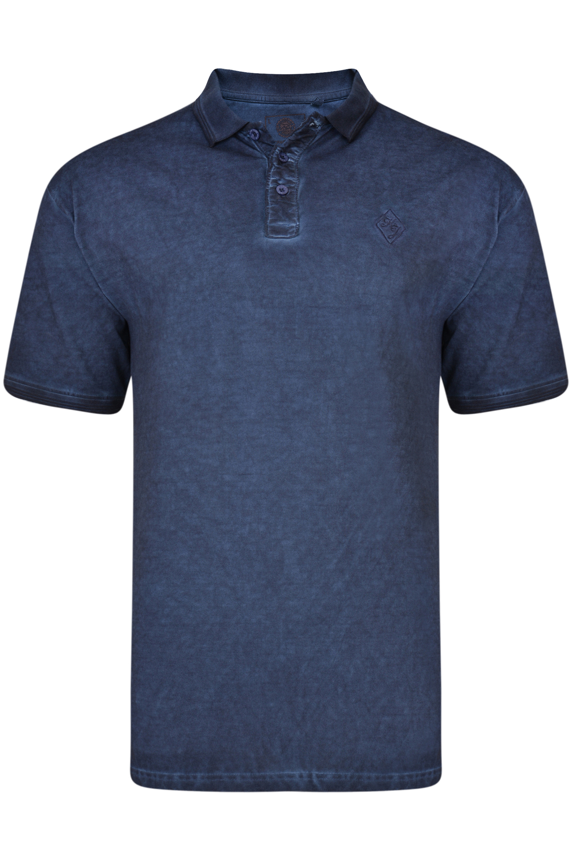 KAM Blue Acid Wash Polo Shirt | BadRhino