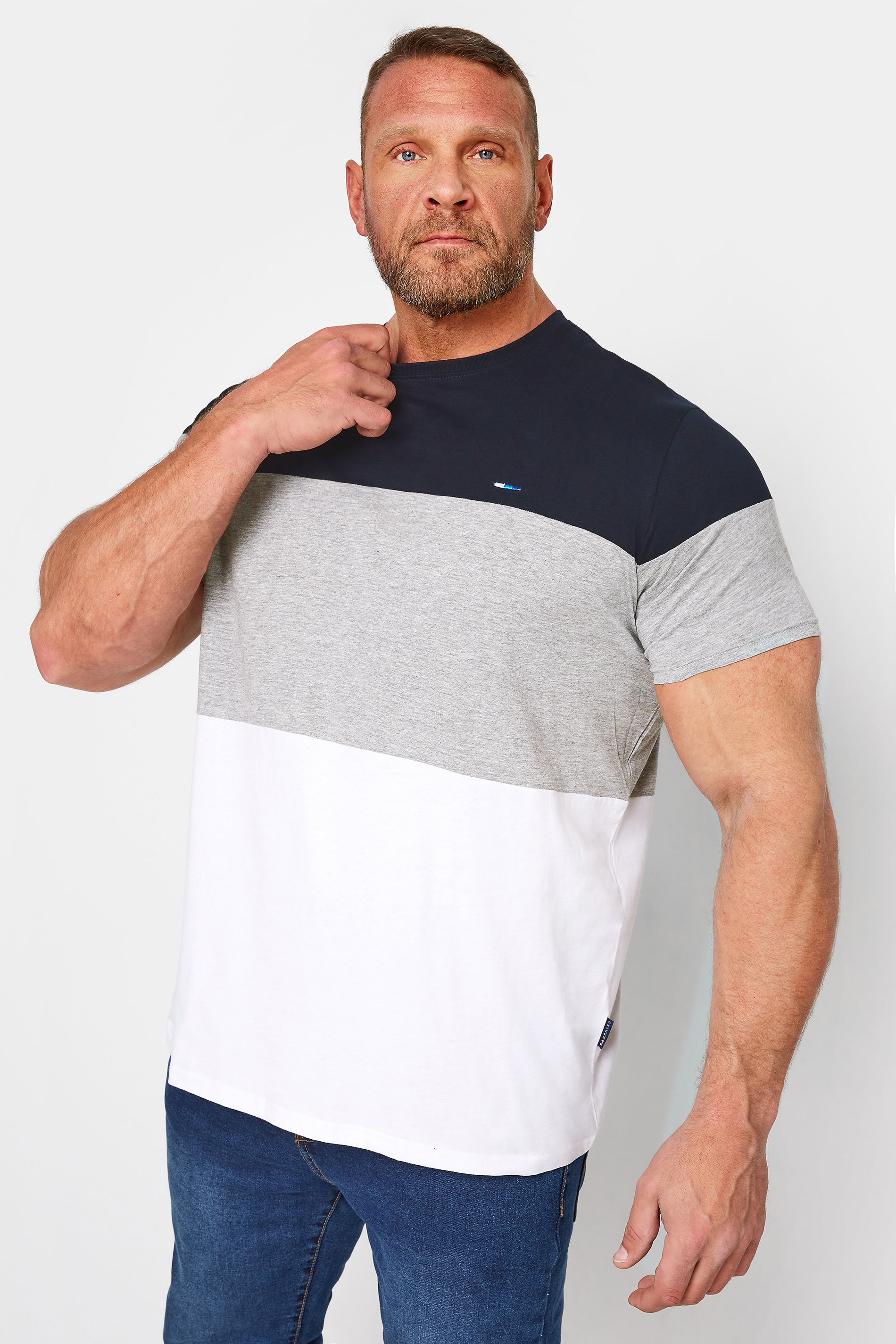 BadRhino Big & Tall Navy Blue Cut & Sew T-Shirt 1