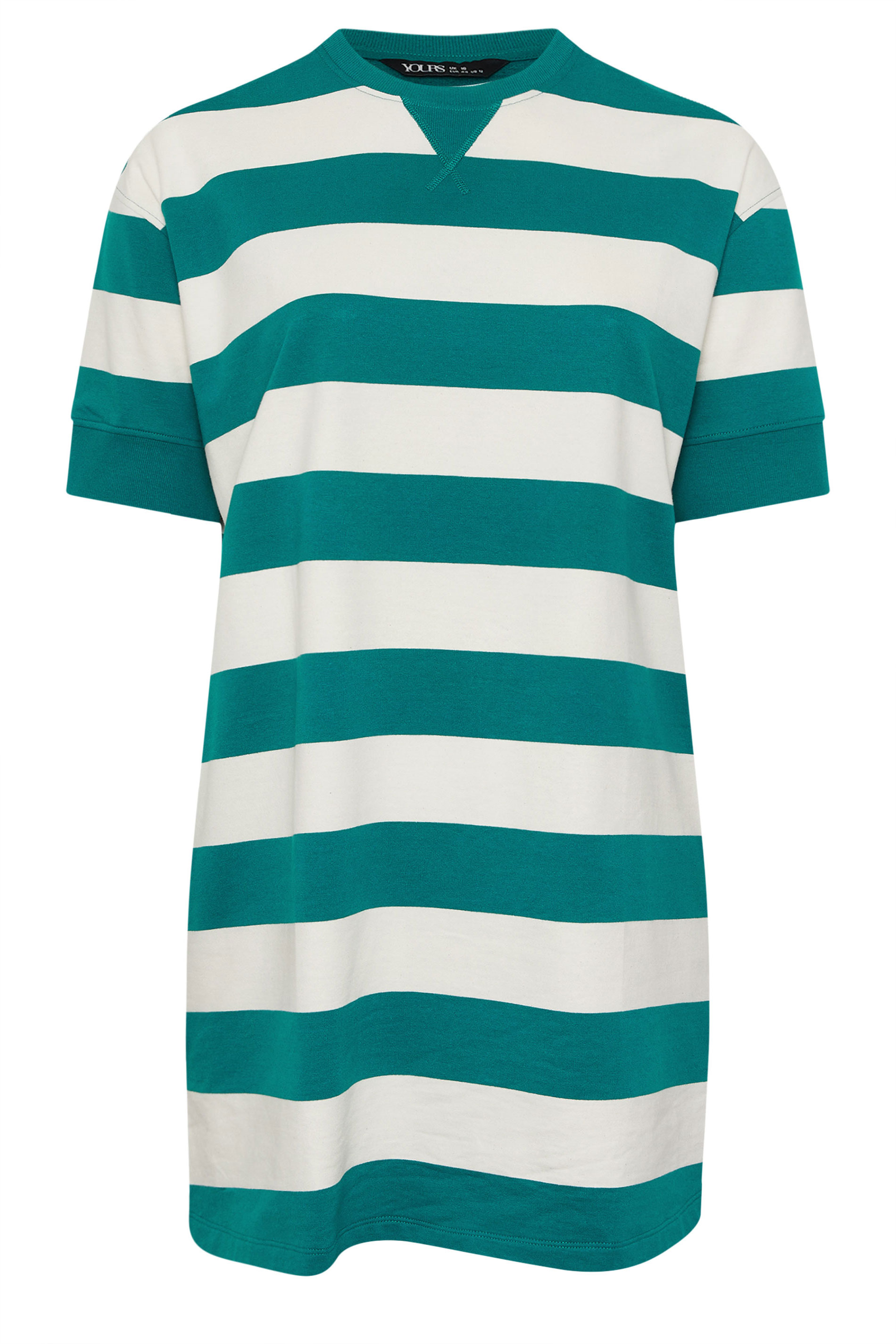 YOURS Plus Size Teal Blue & White Stripe T-Shirt Dress | Yours Clothing 5