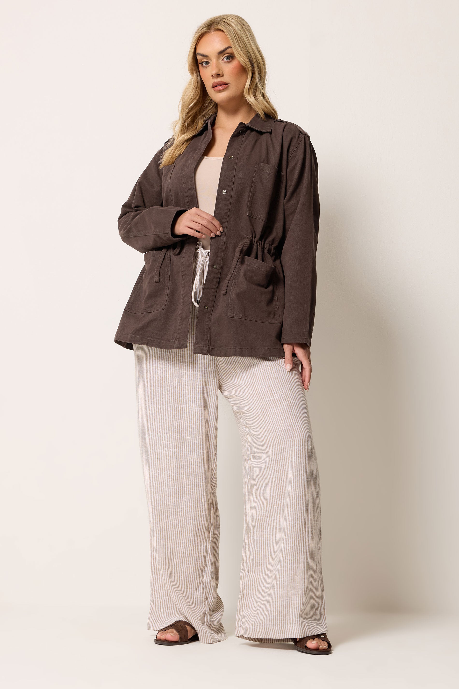YOURS Plus Size Chocolate Brown Carpenter Jacket | Yours Clothing 1