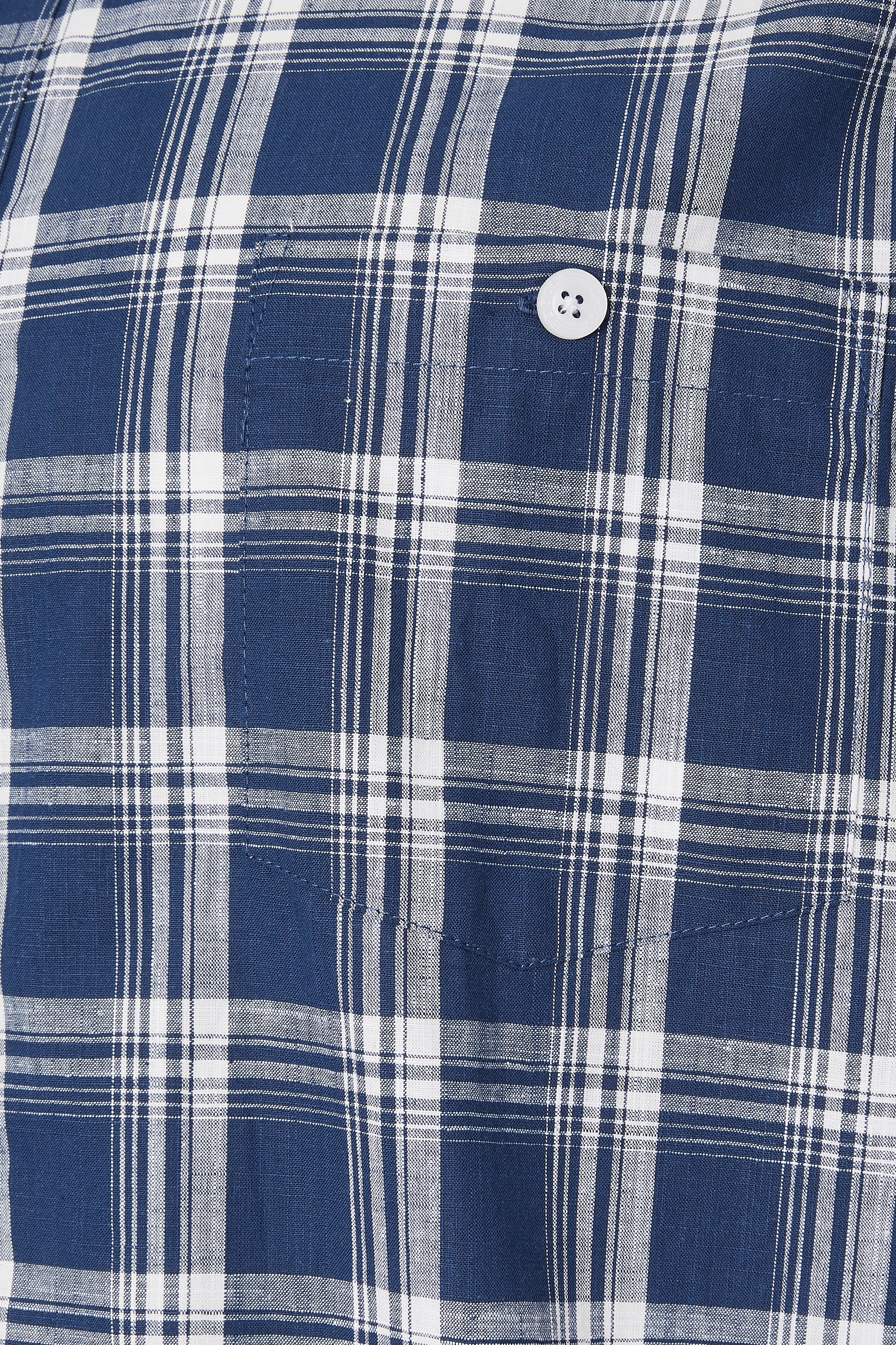 D555 Big & Tall Navy Blue Check Pocket Short Sleeve Shirt | BadRhino 5