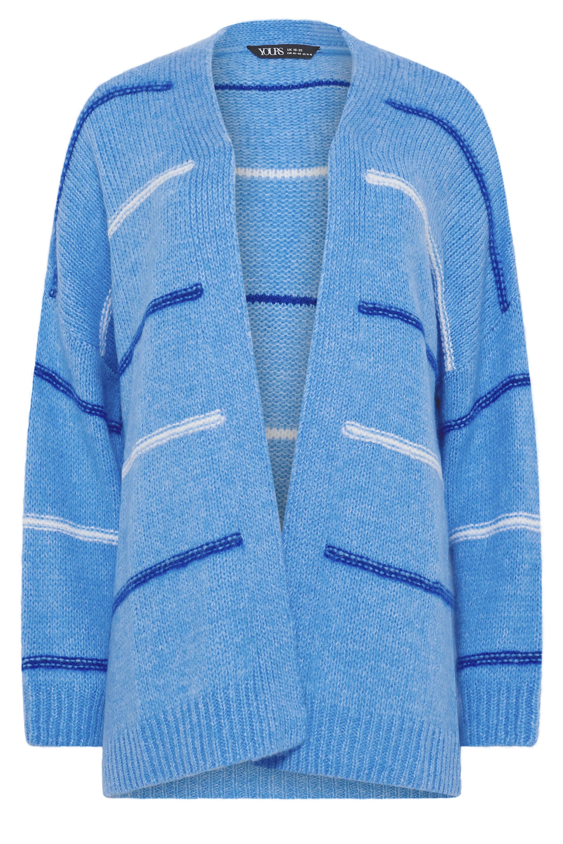 YOURS Plus Size Blue Stripe Cardigan | Yours Clothing 5