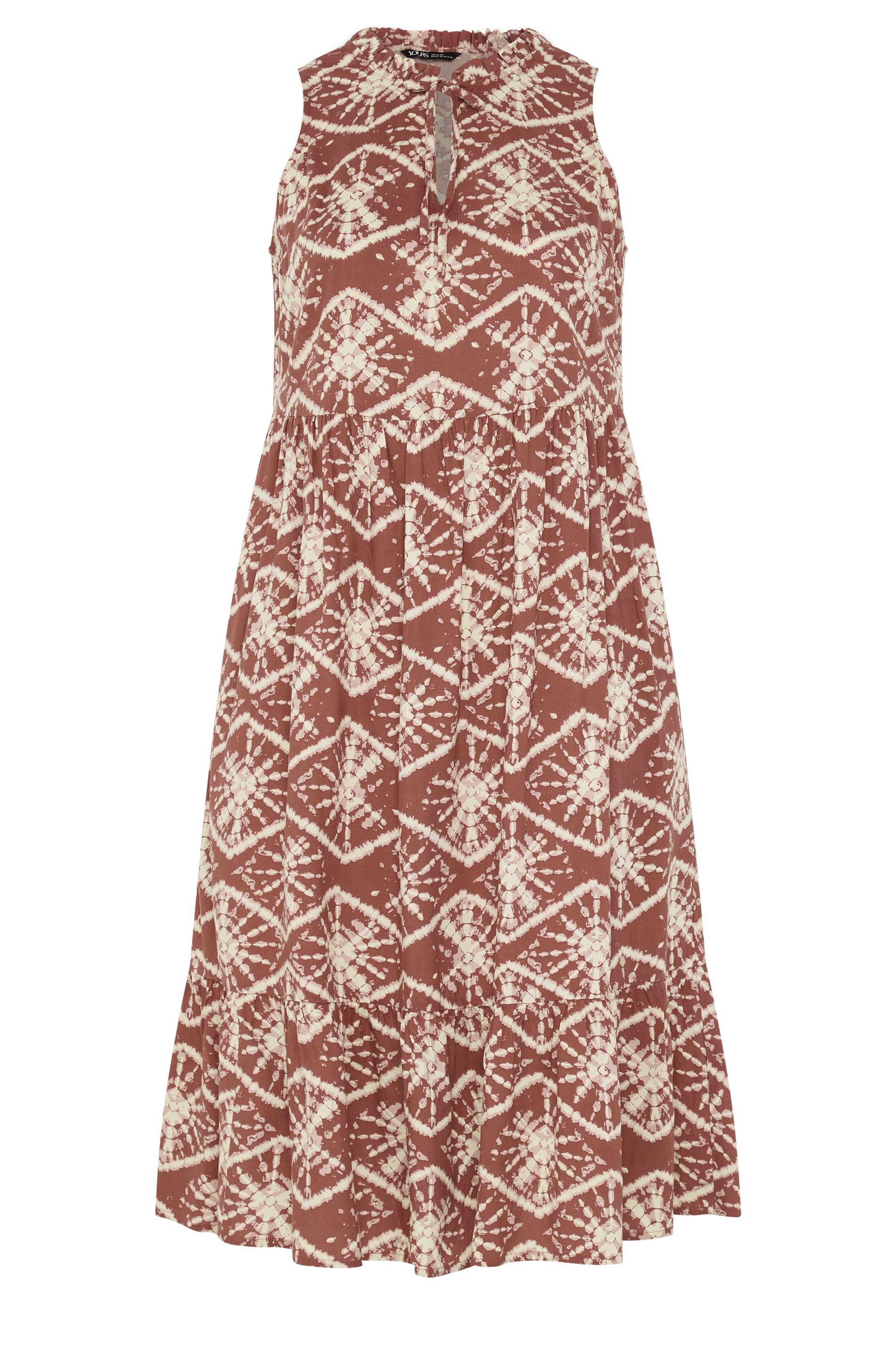 YOURS Plus Size Brown Abstract Tiered Dress | Yours Clothing 5