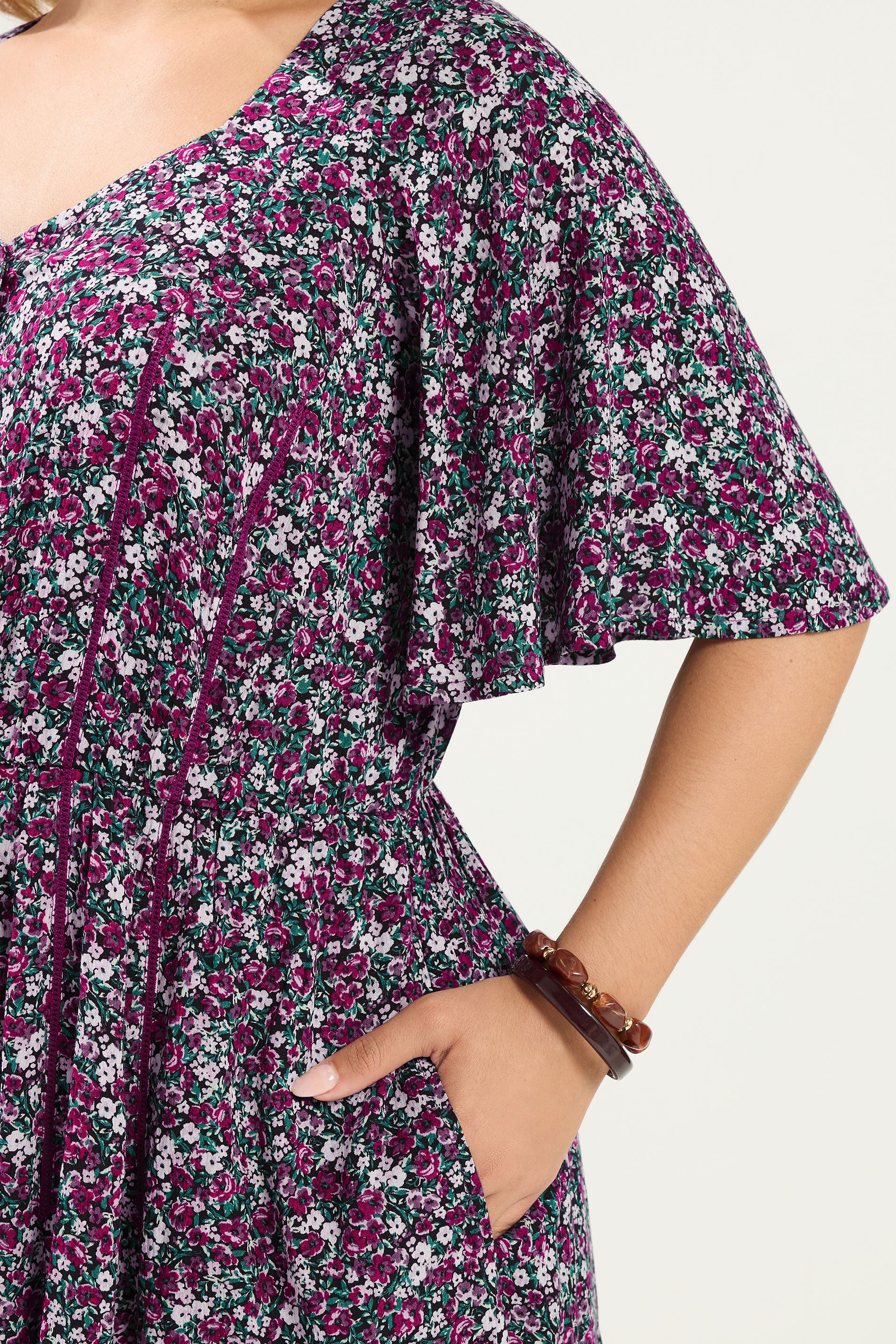 YOURS Plus Size Pink Ditsy Floral Smock Mini Dress | Yours Clothing 4