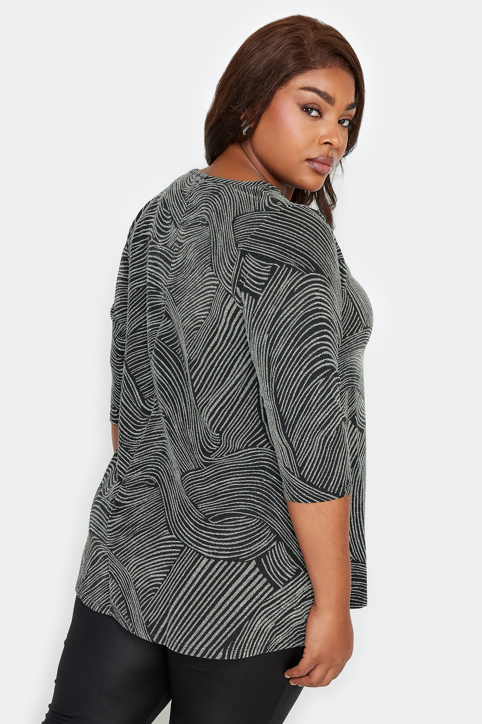 YOURS Plus Size Silver Swirl Print Swing Top | Yours Clothing