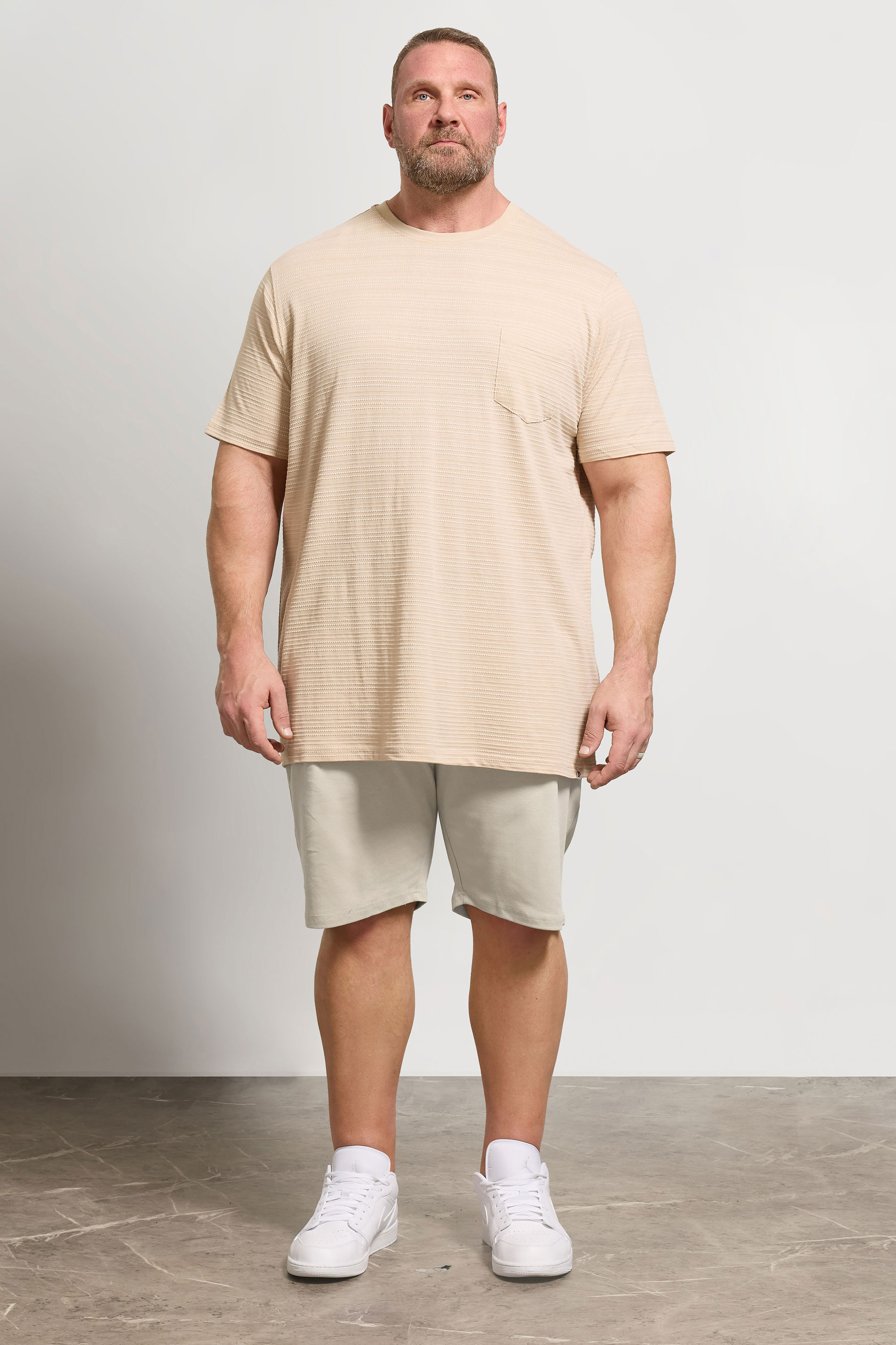 D555 Big & Tall Stone Brown Elasticated Waist Shorts | BadRhino 1