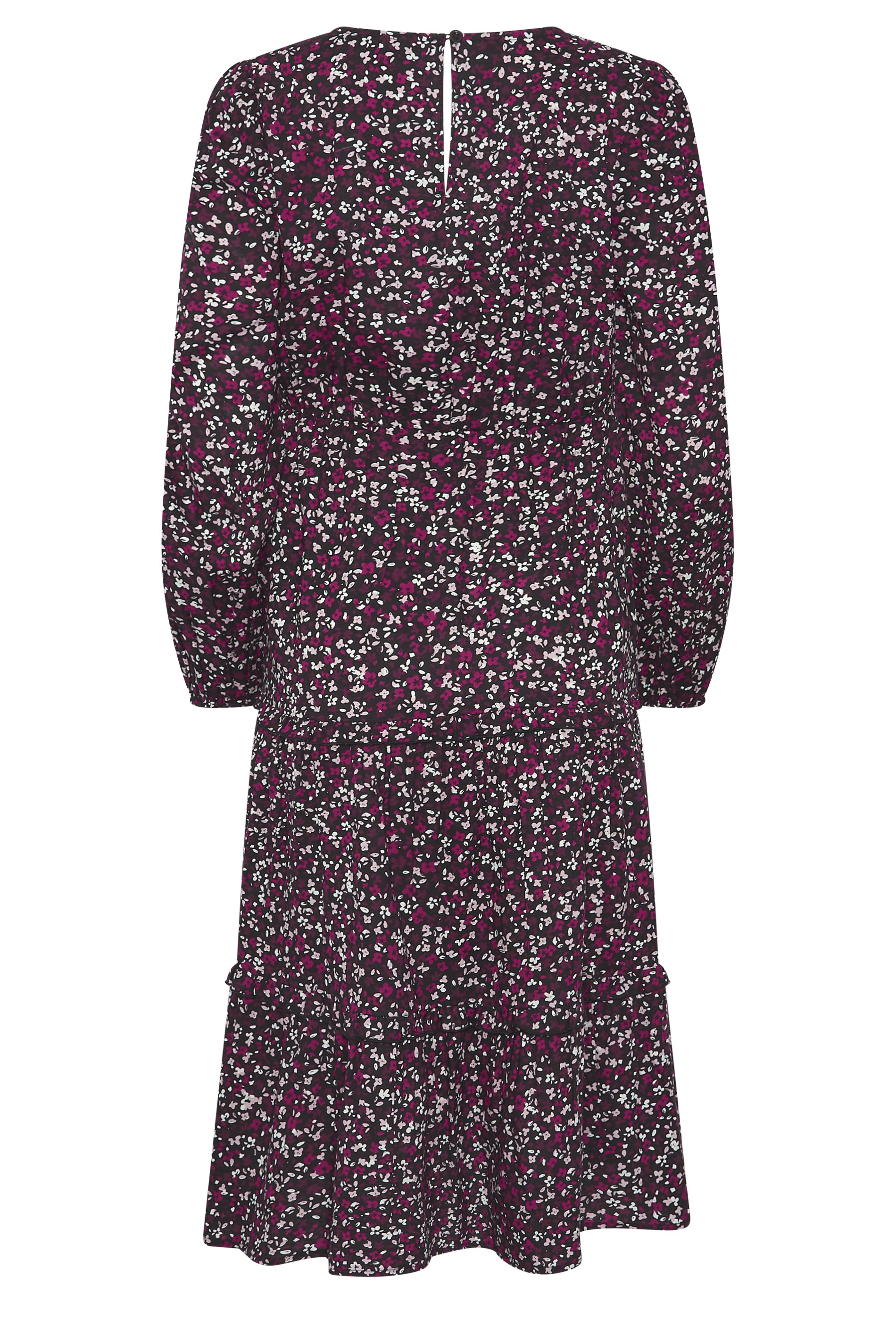 M&Co Berry Purple Ditsy Floral Print Ruffle Midi Dress | M&Co 6