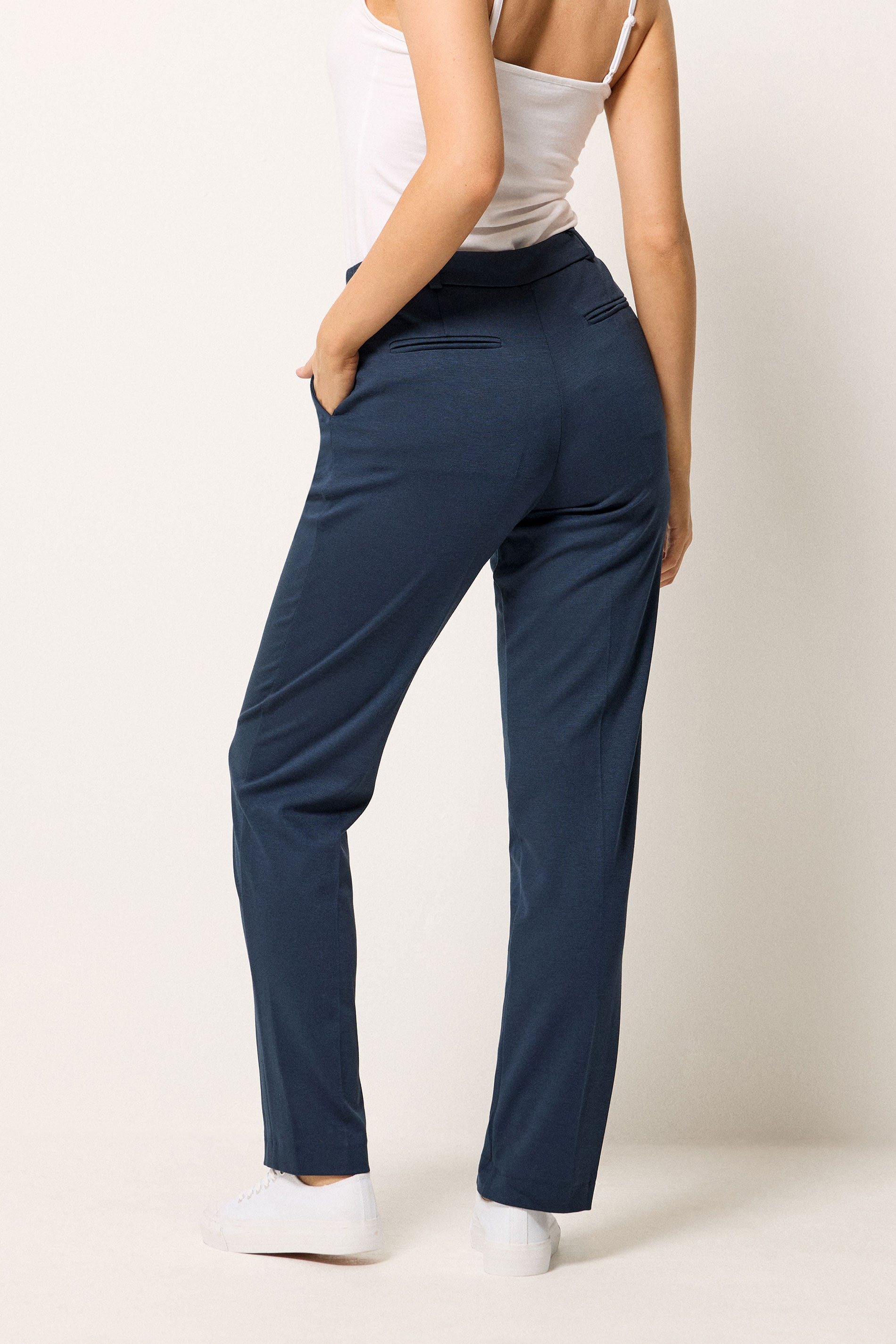 M&Co Navy Blue Ponte Tailored Trousers | M&Co 2