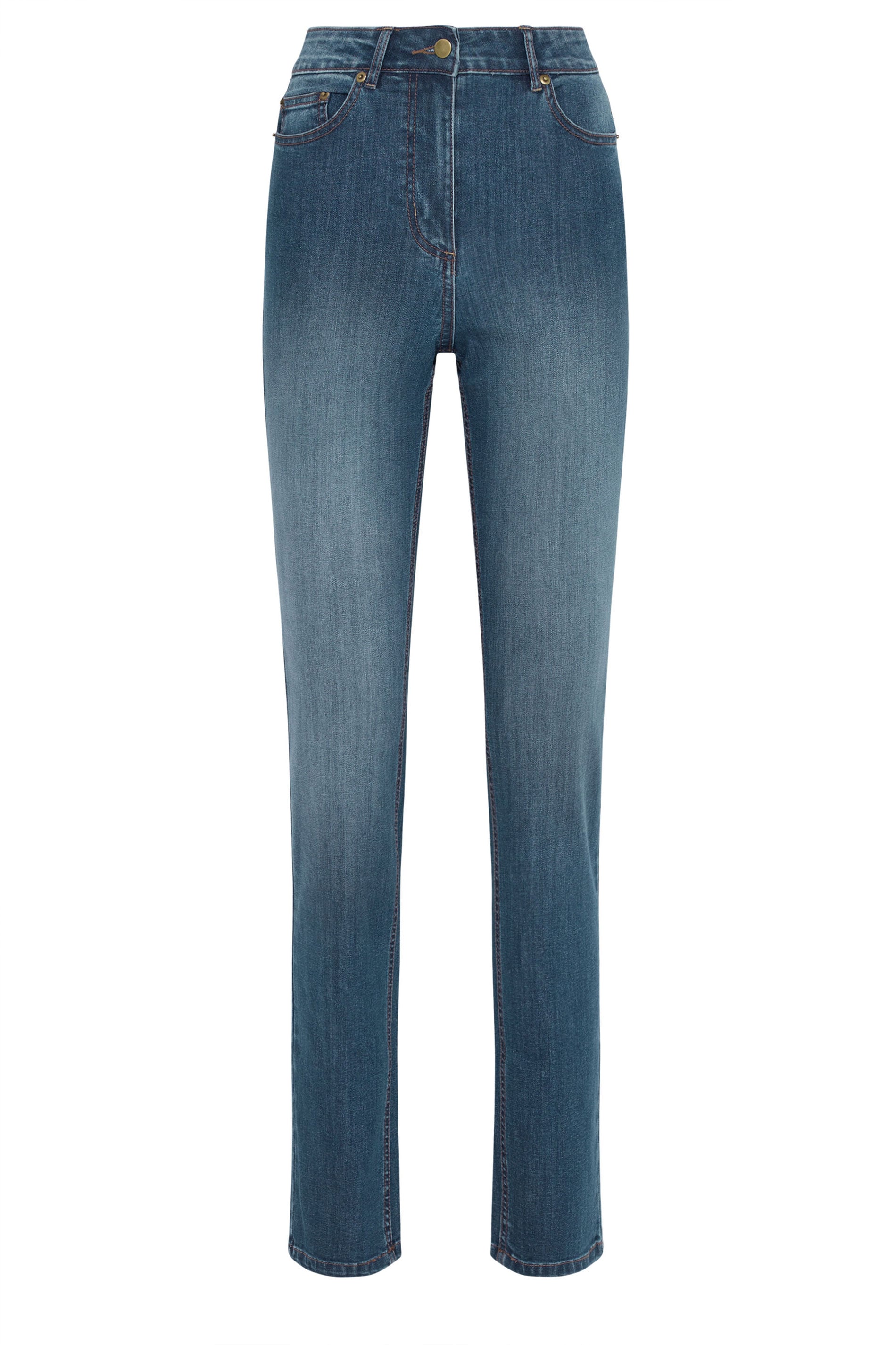 LTS Tall Women's Mid Blue Straight Leg Jeans | Long Tall Sally 5