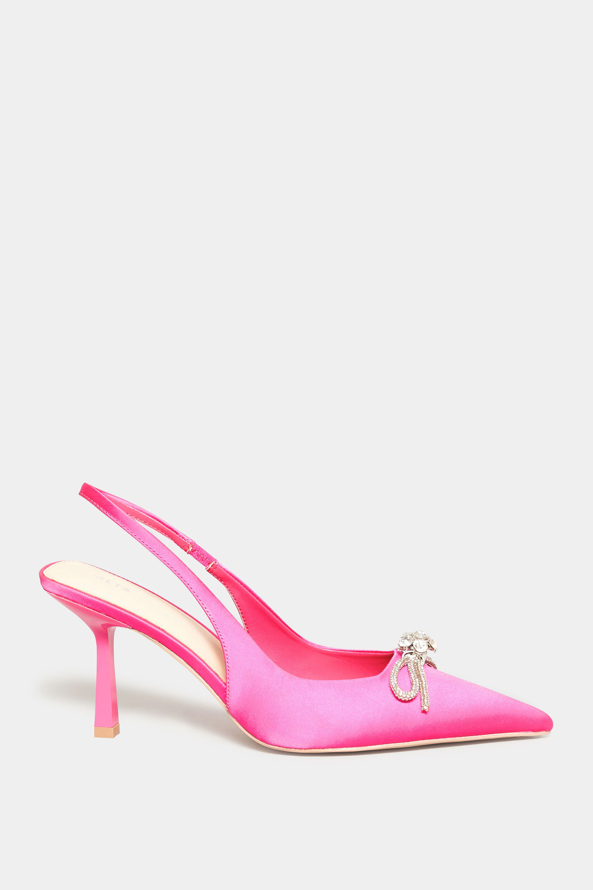 LTS Hot Pink Diamante Slingback Court Shoes In Standard Fit | Long Tall Sally 3