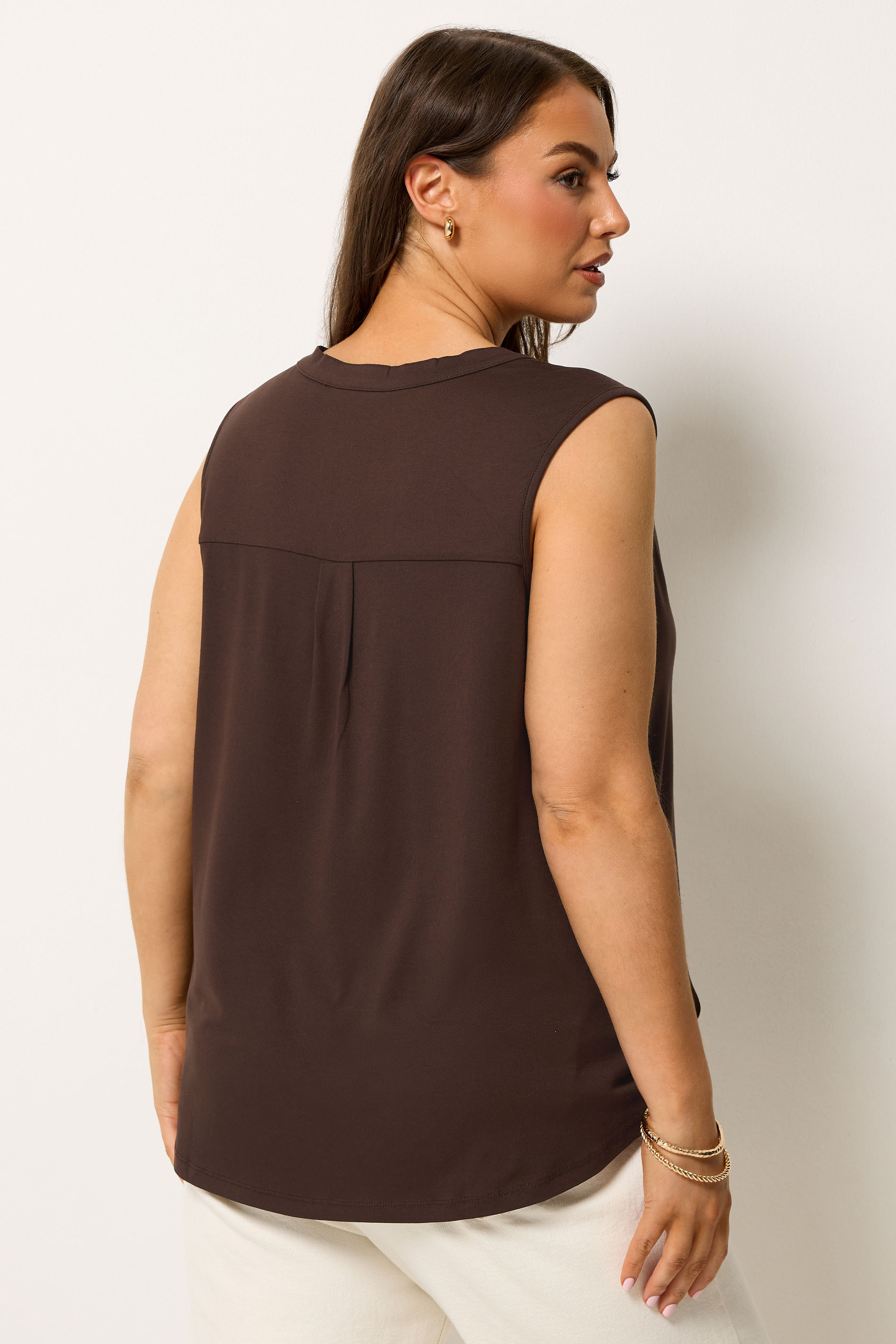 YOURS Plus Size Brown Notch Neck Swing Blouse | Yours Clothing 2