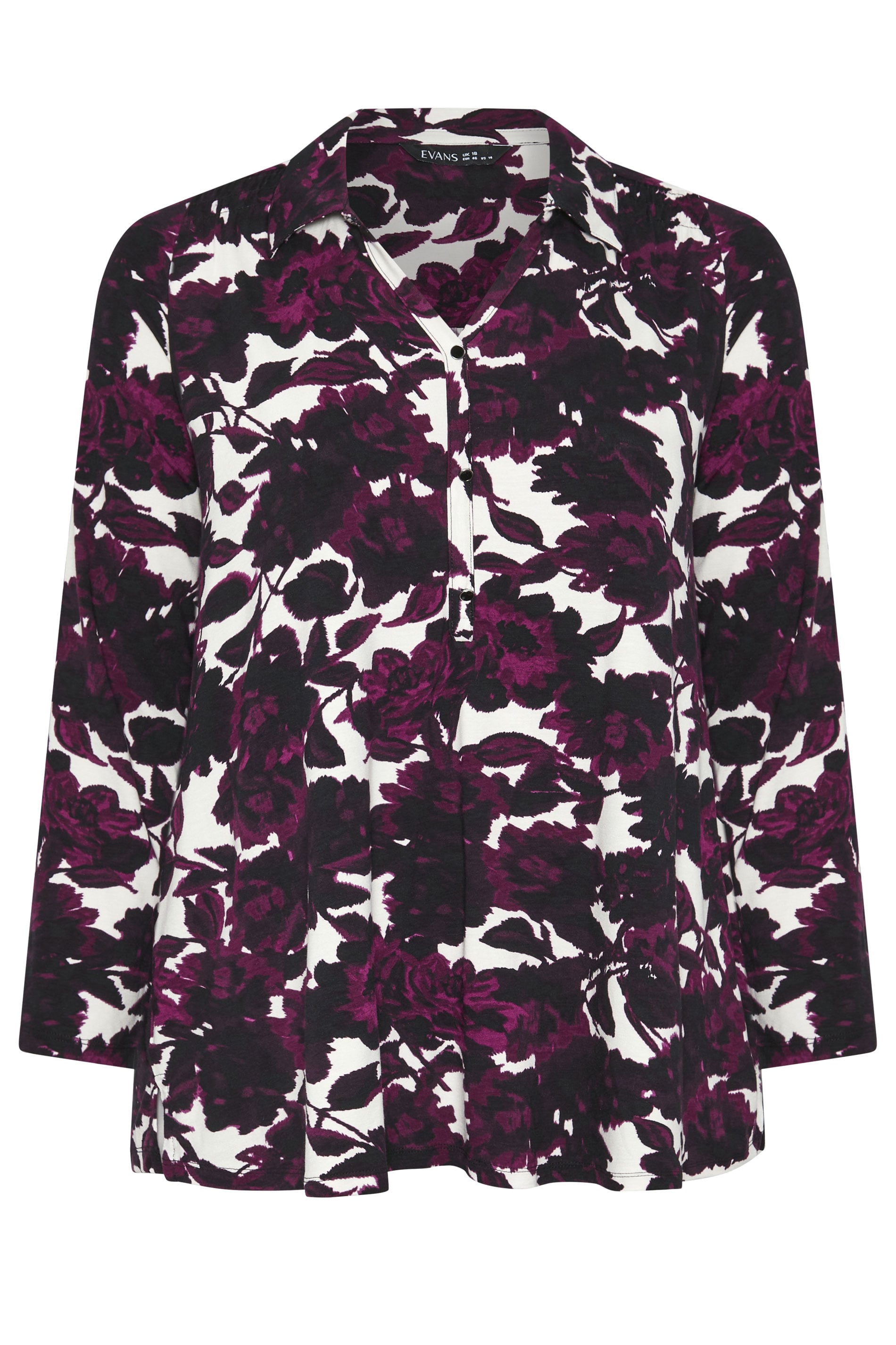 EVANS Plus Size Purple Blurred Floral Blouse | Evans 5