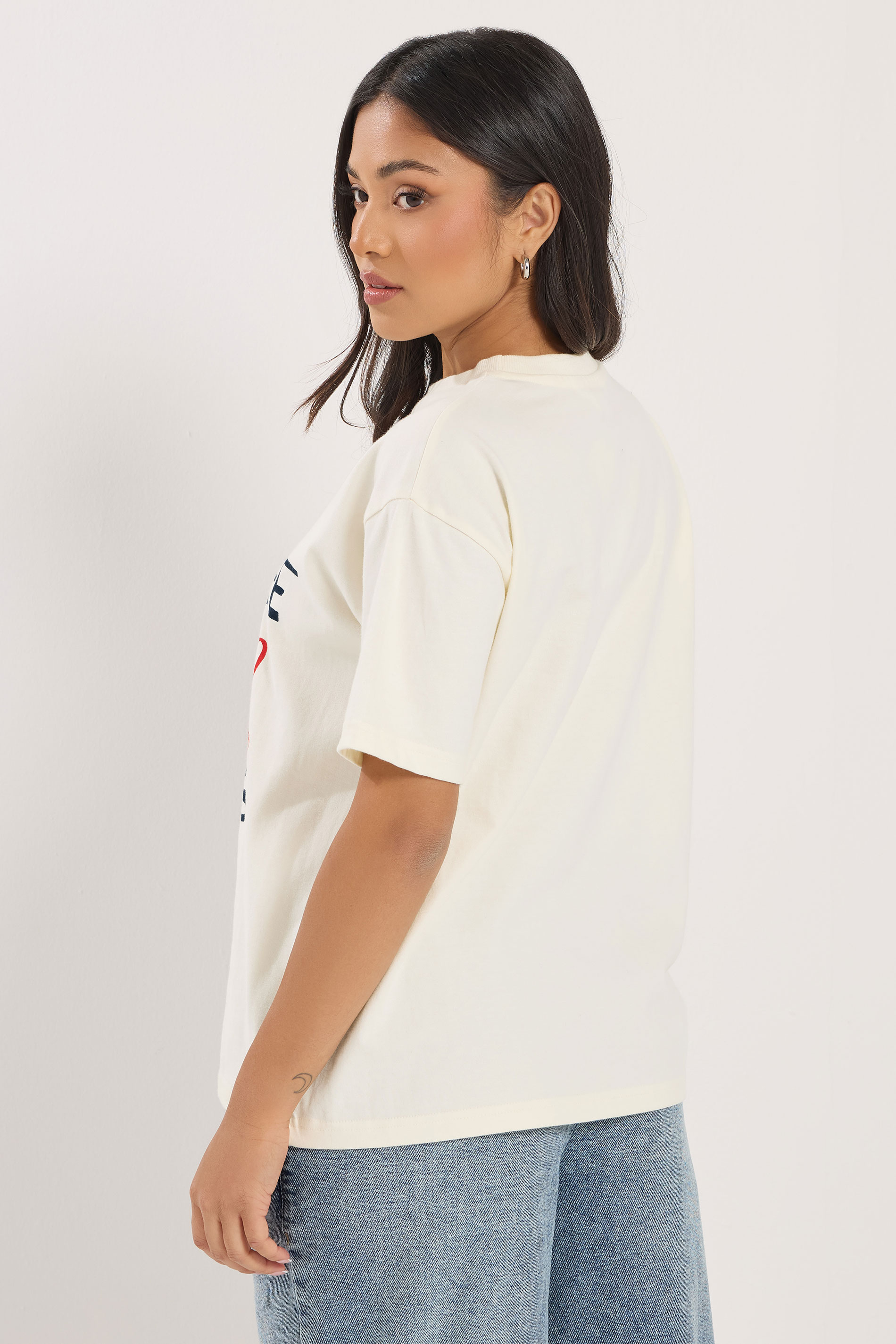 PixieGirl Petite Women's Cream 'Morning Coffee Club' Cotton Oversized T-Shirt | PixieGirl 4