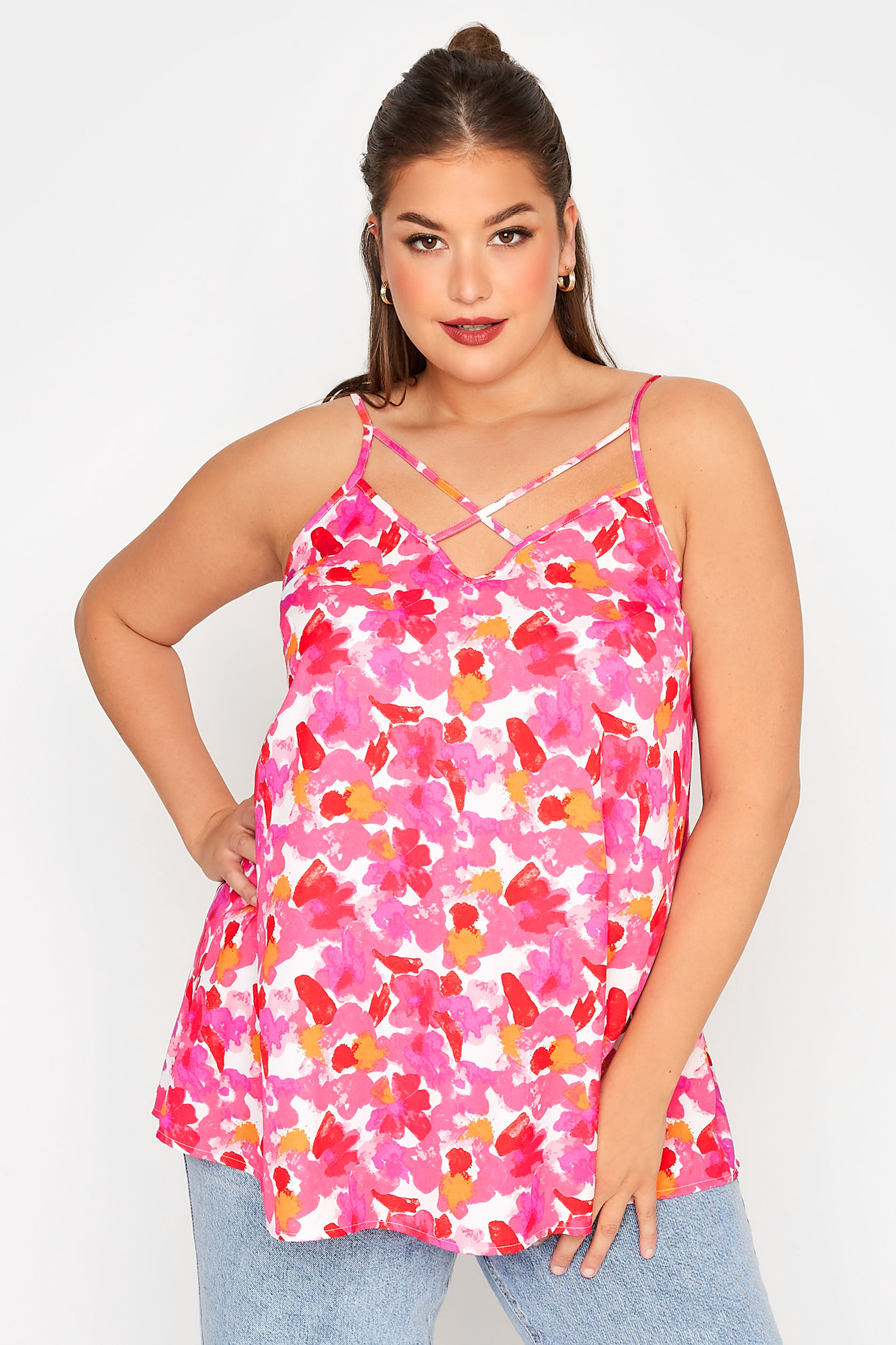 LIMITED COLLECTION Curve Pink Floral Print Cami Top 1