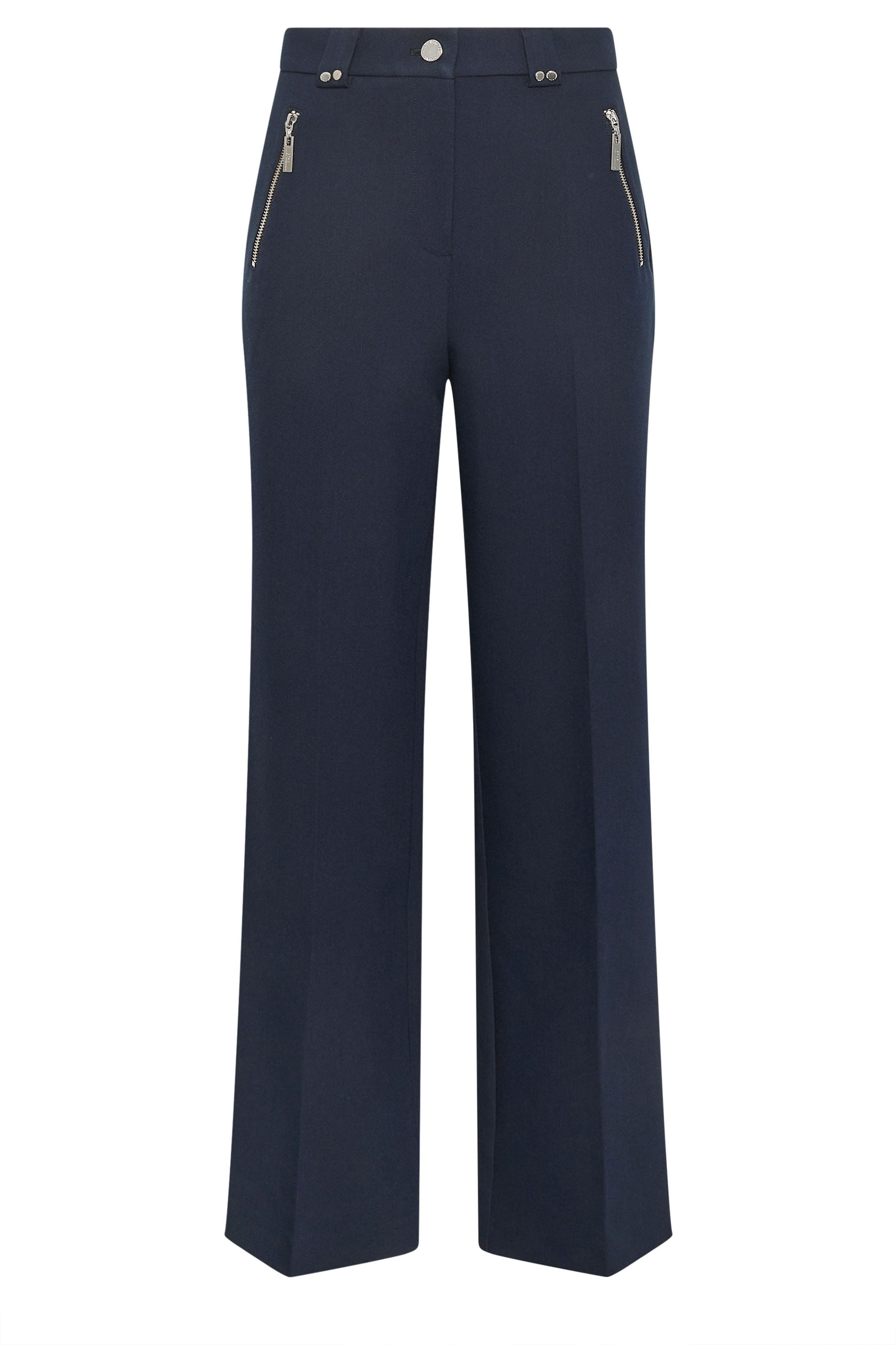 STAR Navy Blue Tailored Wide Leg Trousers | StarByJM 5