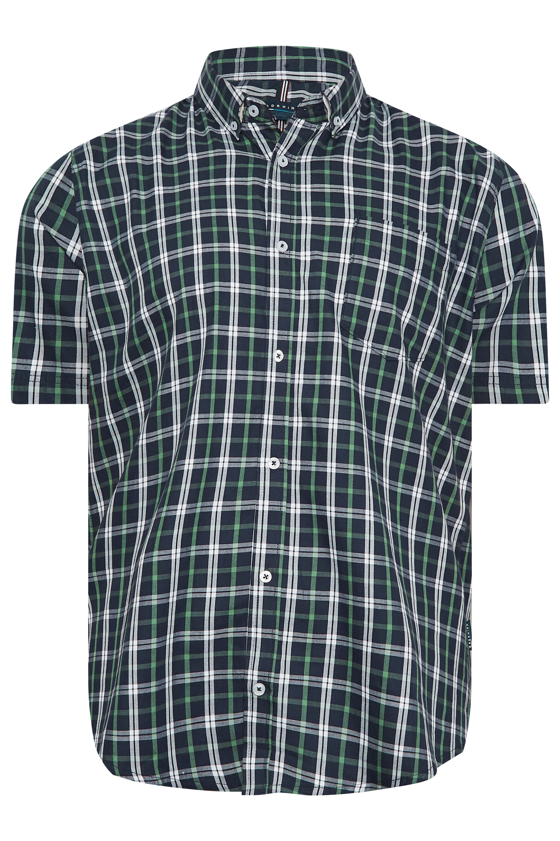 BadRhino Big & Tall Navy Blue Short Sleeve Check Shirt | BadRhino 3