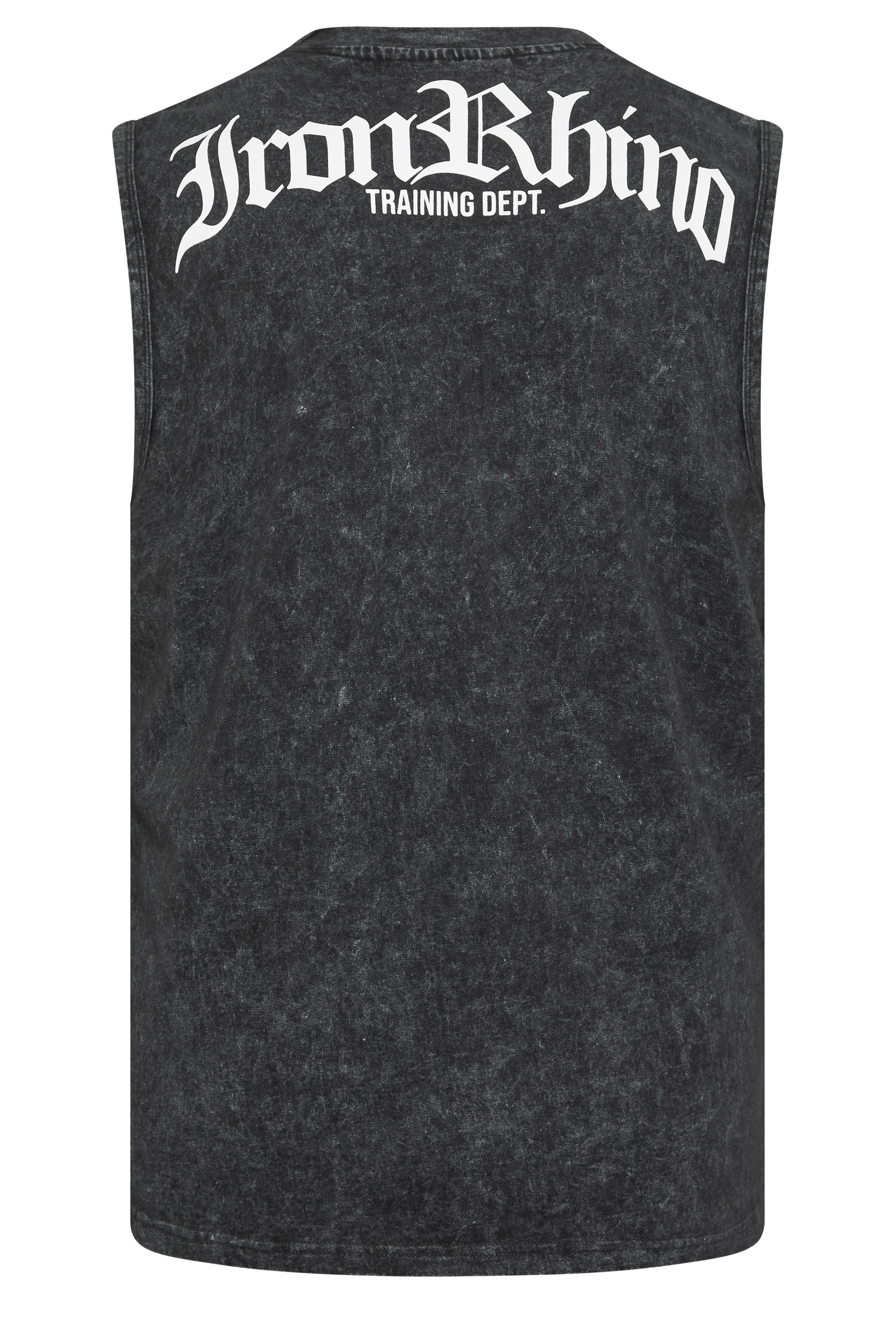 IronRhino Big & Tall Black Acid Wash Old English Vest | BadRhino 7