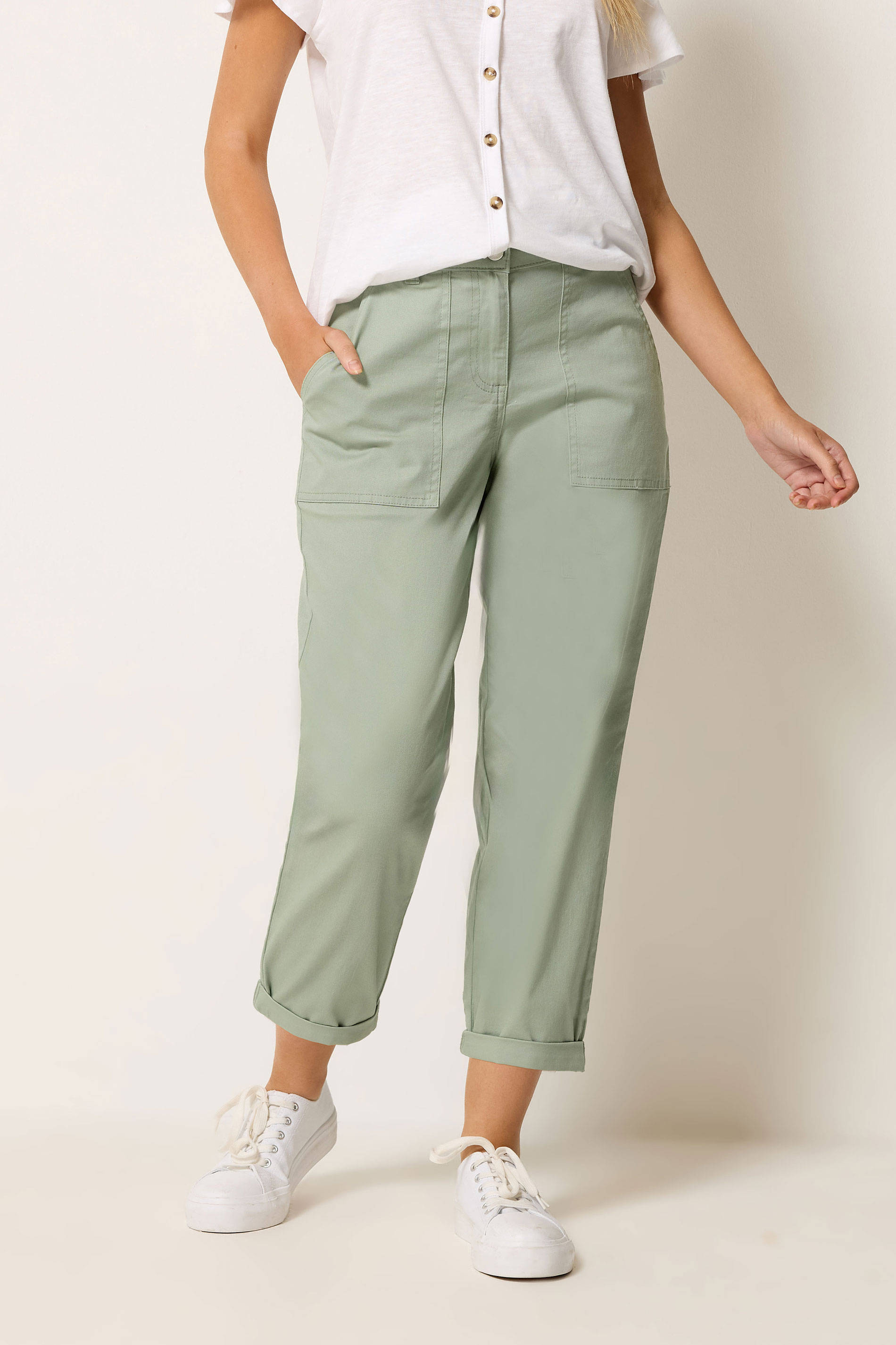 M&Co Sage Green Twill Carpenter Trousers | M&Co 3
