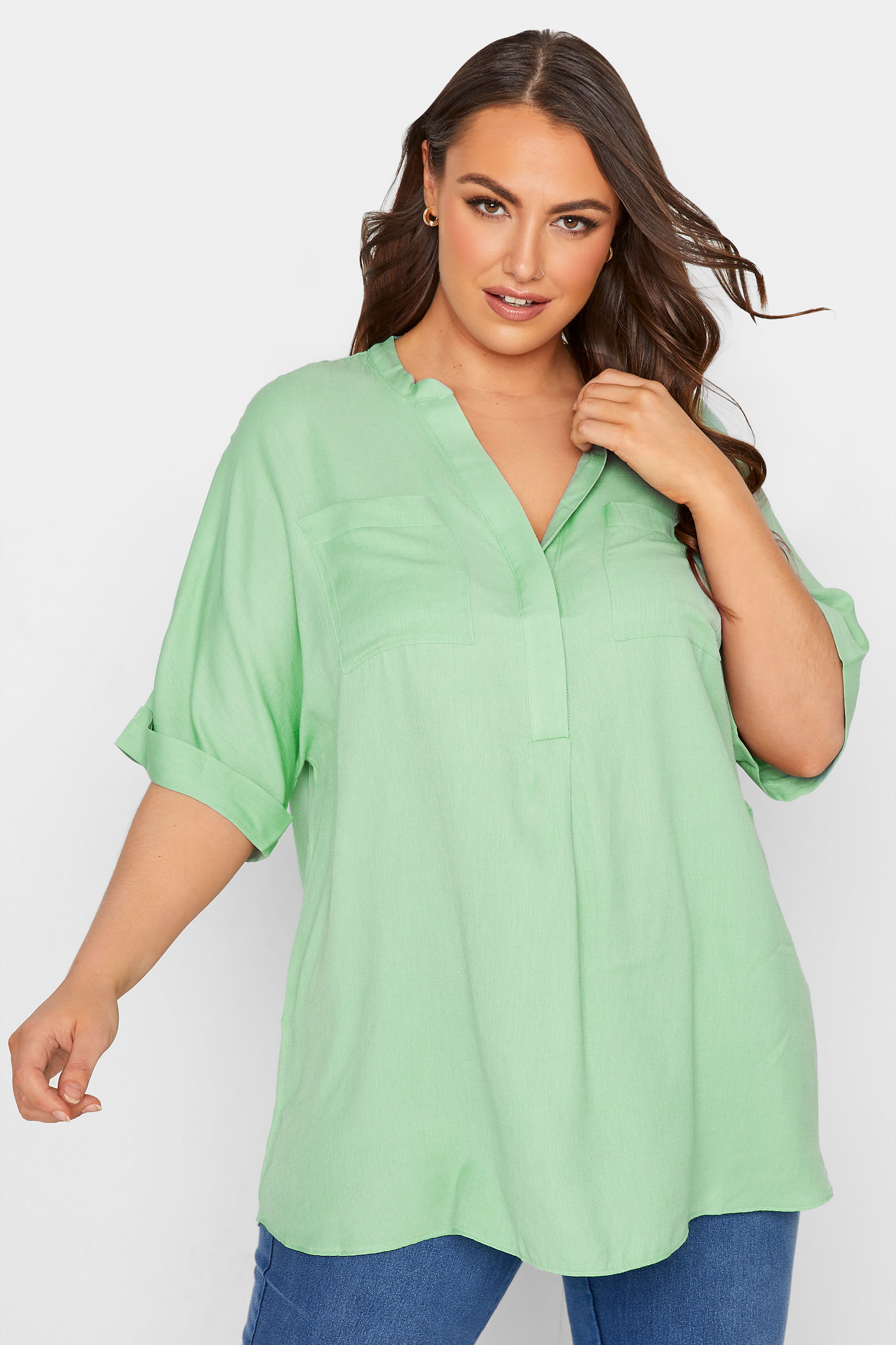 Mint Green Pocket Shirt | Yours Clothing