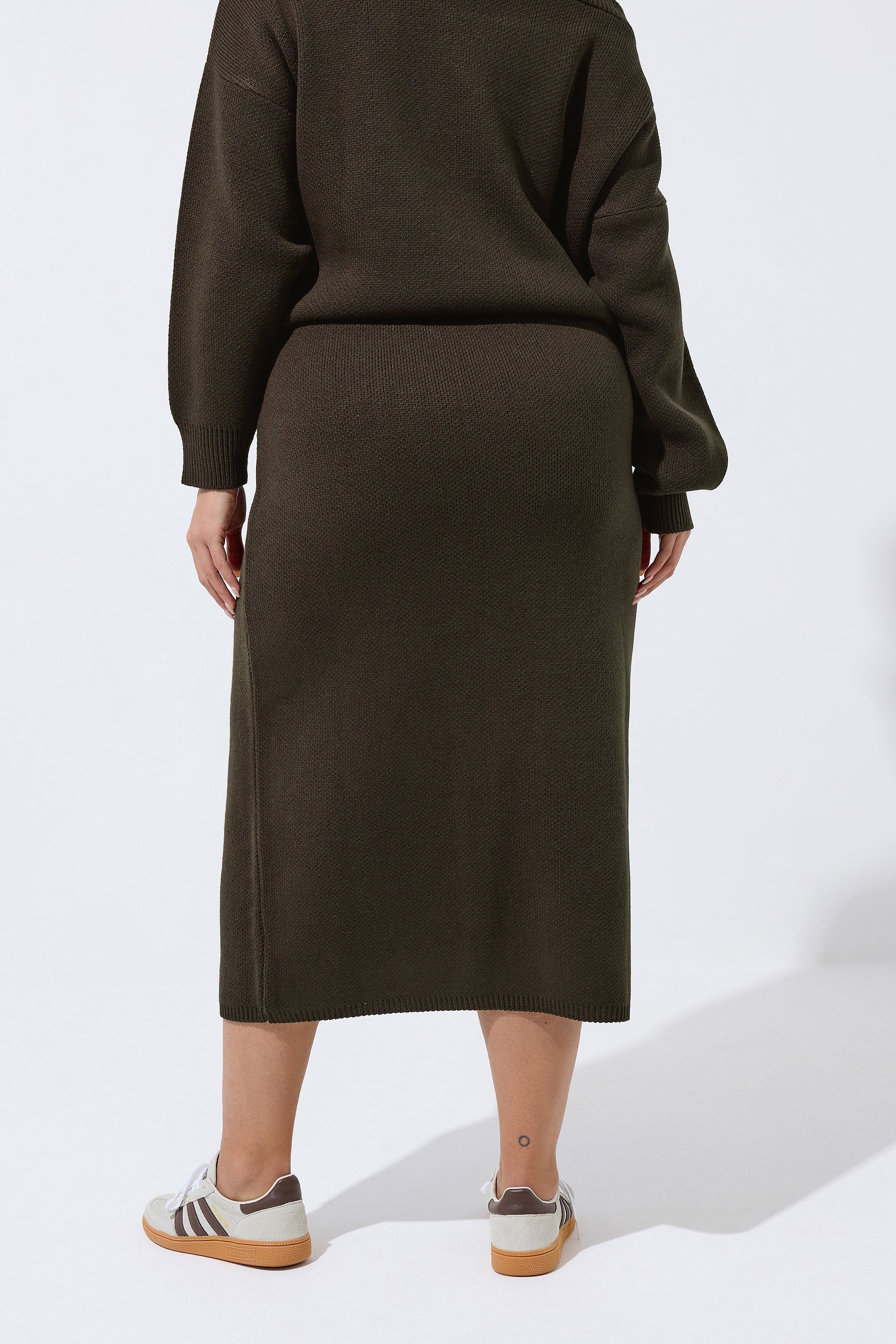 LIMITED COLLECTION Plus Size Chocolate Brown Knitted Skirt | Yours Clothing 2