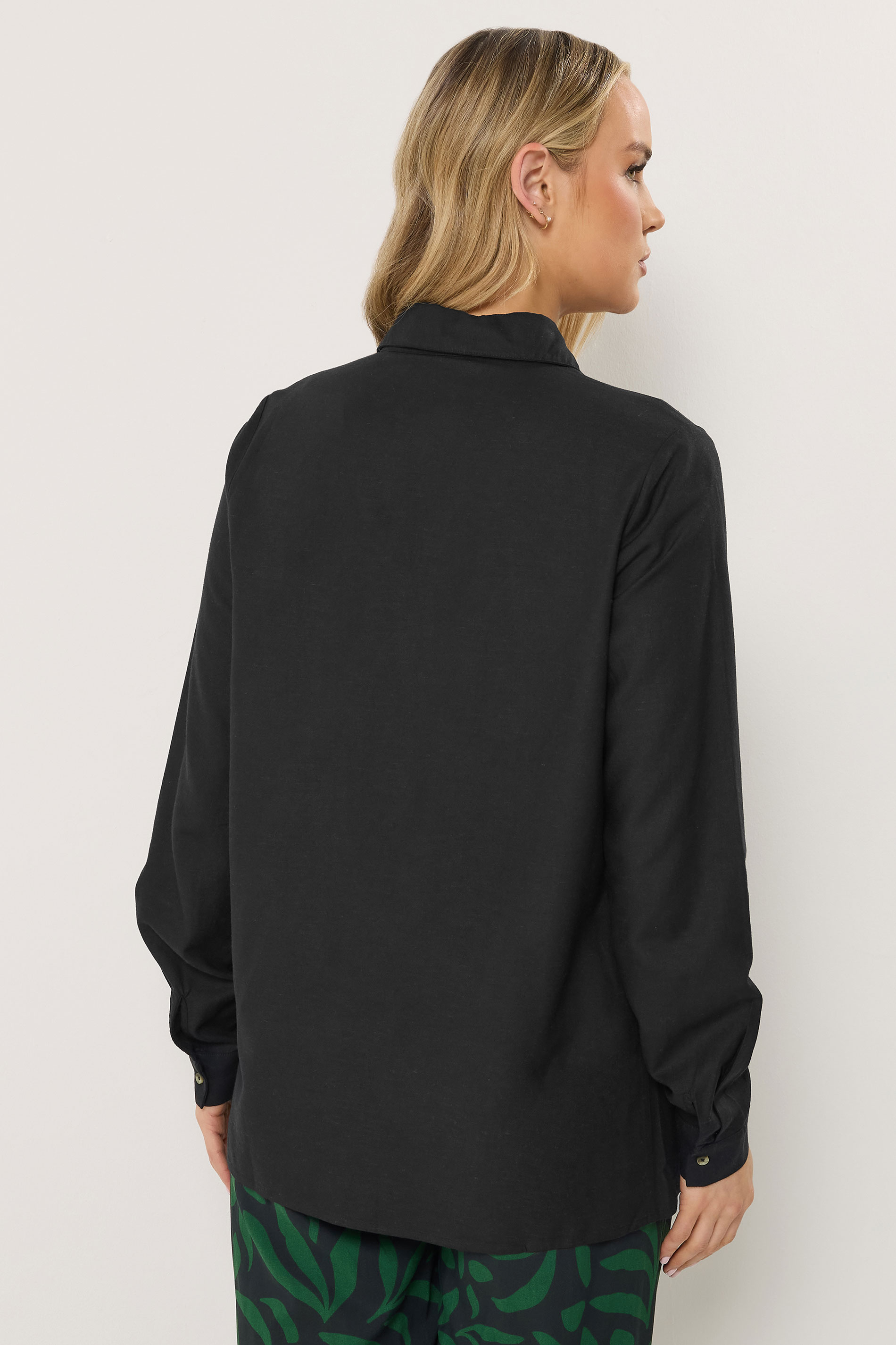 LTS Tall Women's Black Linen Long Sleeve Shirt | Long Tall Sally  4