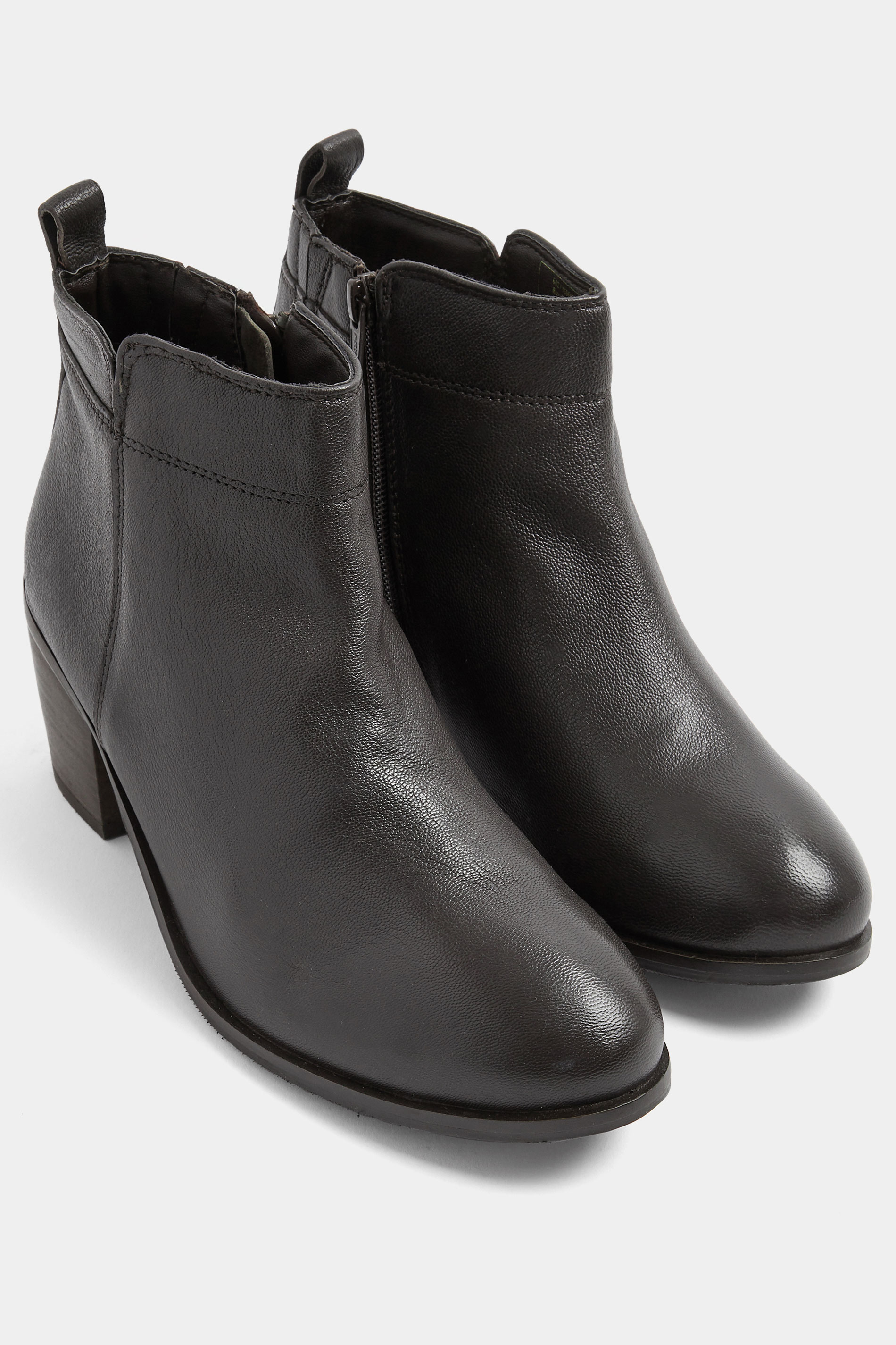Brown Leather Heeled Ankle Boots In Wide E Fit | Yours Clothing 3