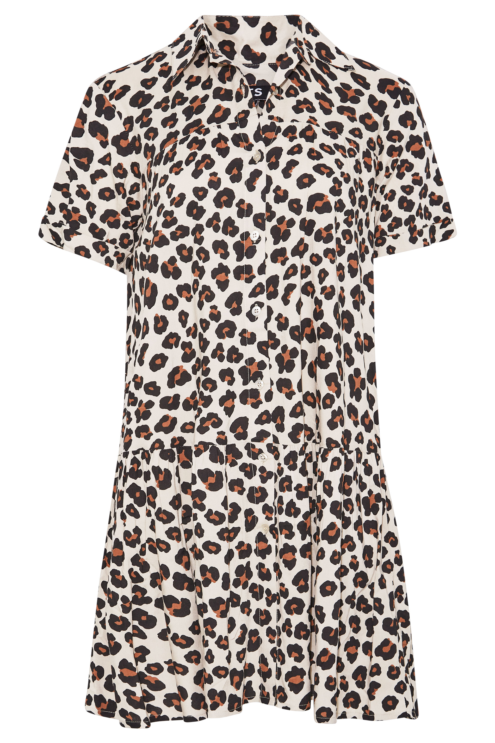LTS Tall Women's Beige Brown Leopard Print Tiered Tunic Top | Long Tall ...