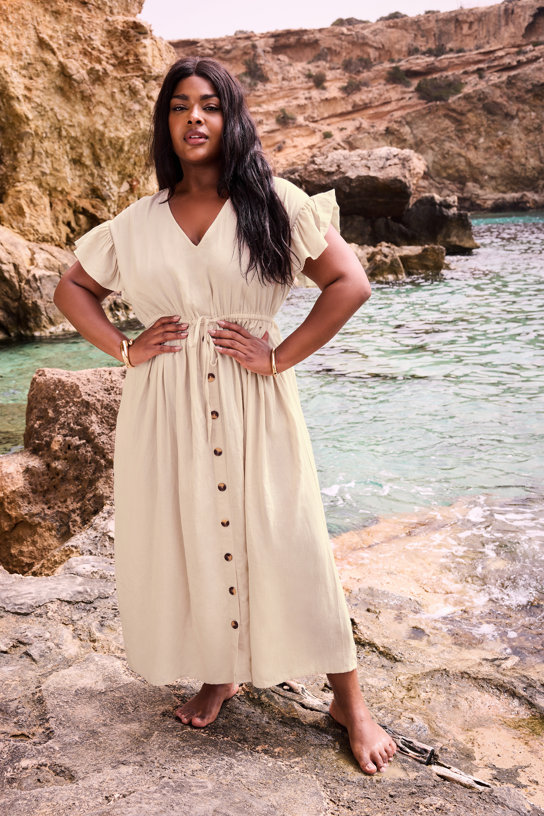 YOURS Plus Size Stone Brown Boho Maxi Dress | Yours Clothing 1