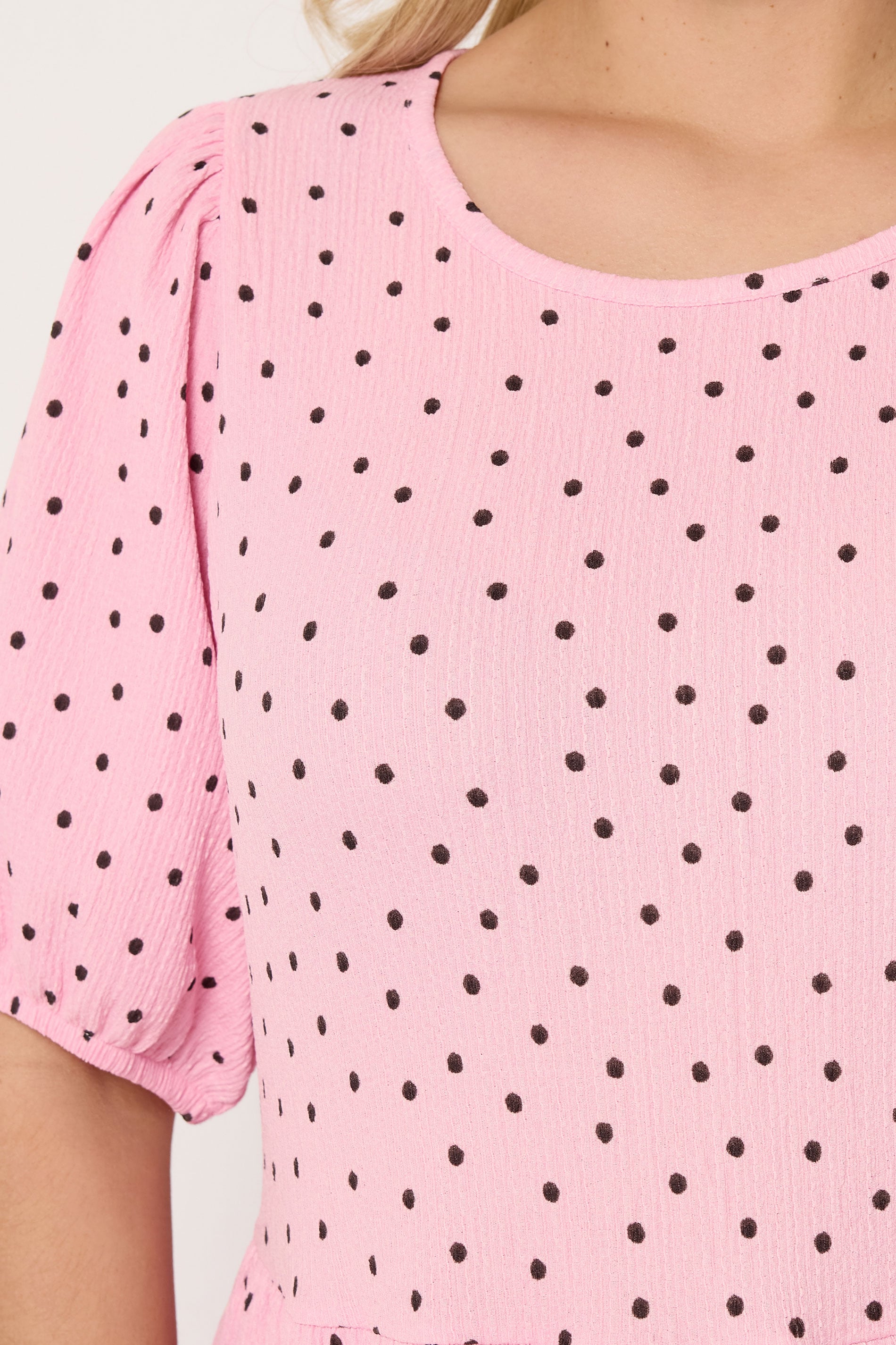 YOURS Plus Size Pink Polka Dot Tiered Dress | Yours Clothing 4