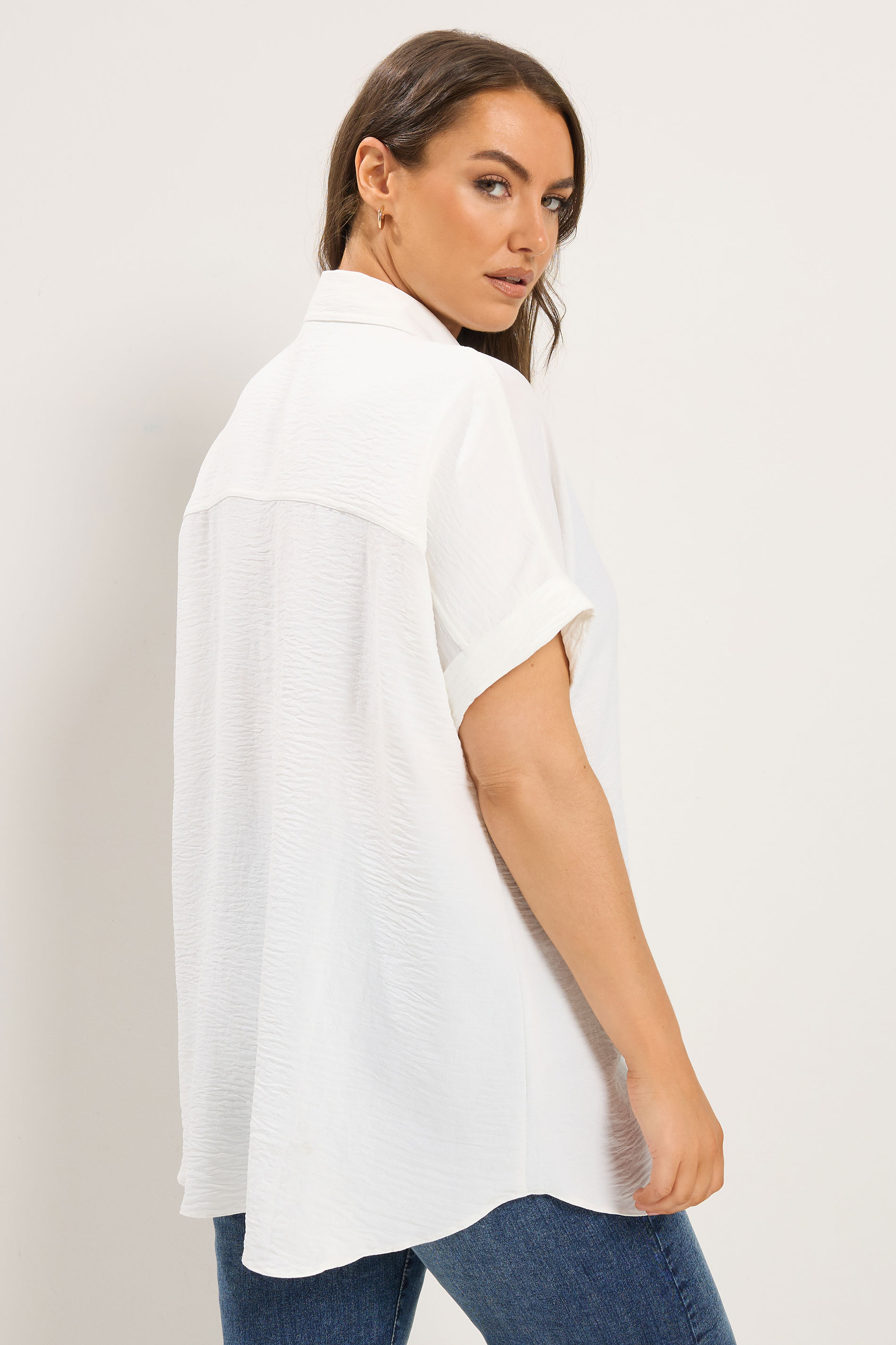 YOURS Plus Size White Grown On Sleeve Shirt | Yours Clothing 2